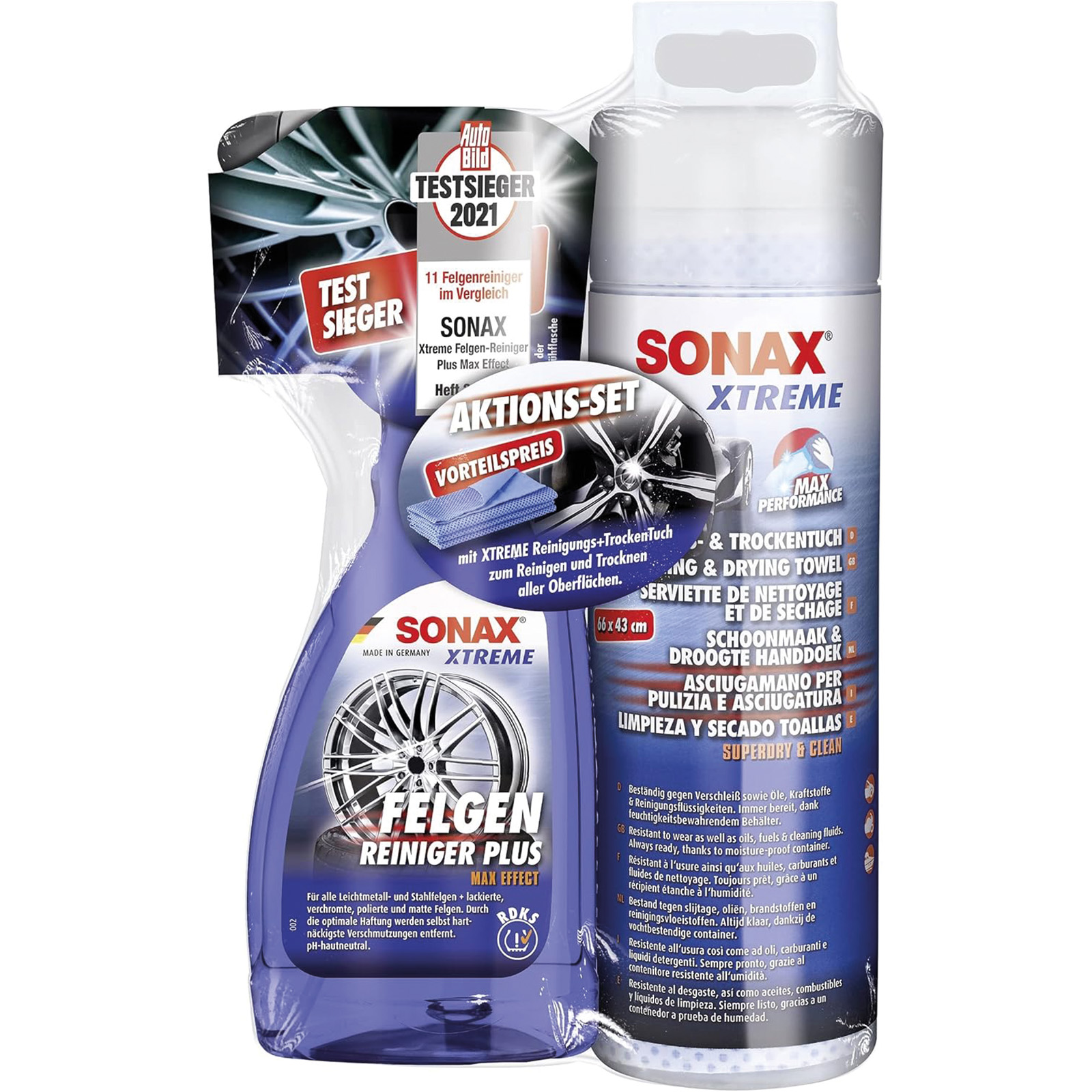 SONAX Felgenreiniger XTREME FelgenReiniger + XTREME Reinigungs+TrockenTuch Aktion