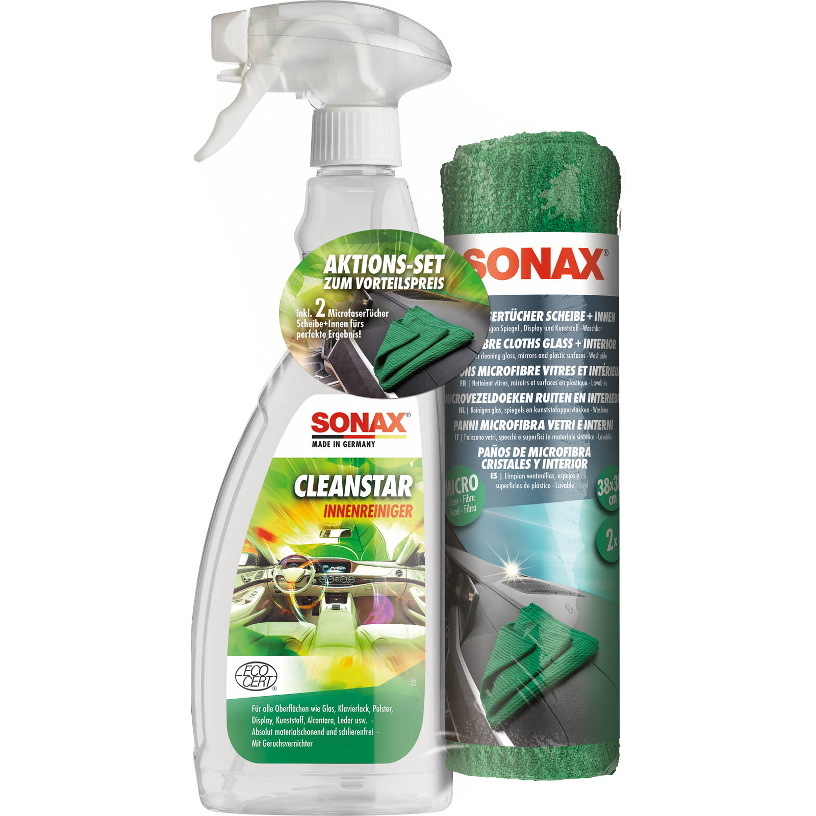 SONAX CleanStar mit MicrofaserTüchern Scheibe+Innen AktionsSet 02537410