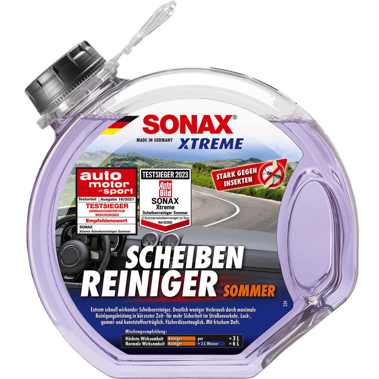 SONAX Cleaner, window cleaning system XTREME Windscreen Wash ready-to-use