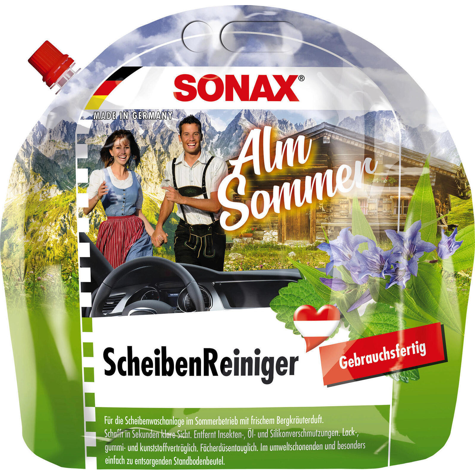 SONAX Cleaner, window cleaning system ScheibenReiniger gebrauchsfertig AlmSommer