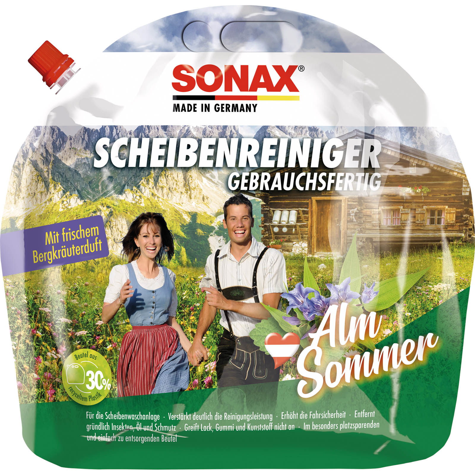 SONAX Cleaner, window cleaning system ScheibenReiniger gebrauchsfertig AlmSommer