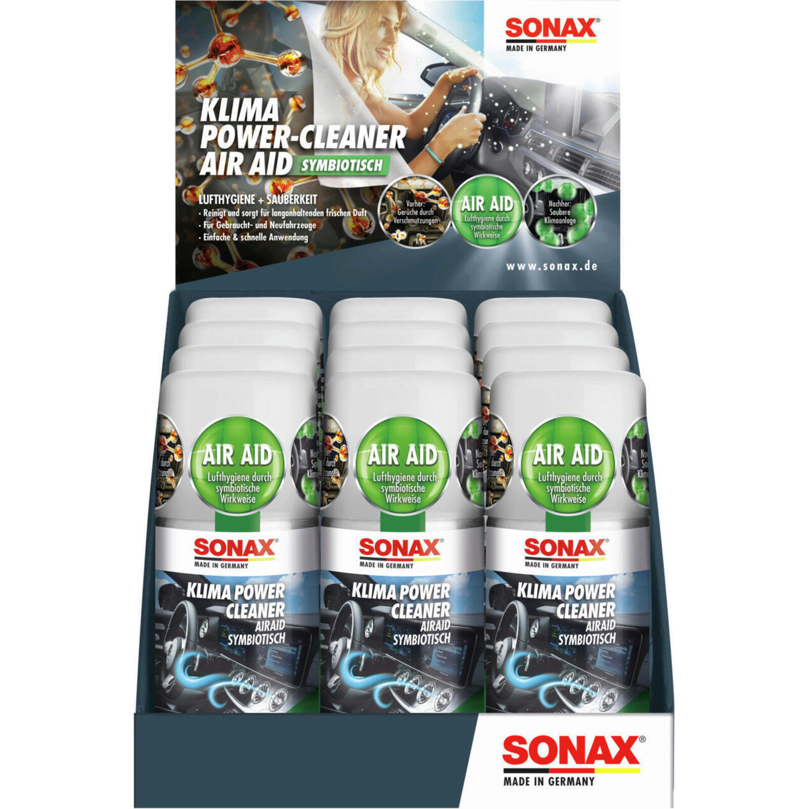 SONAX Klimaanlagenreiniger/-desinfizierer KlimaPowerCleaner antibakteriell Tdisplay