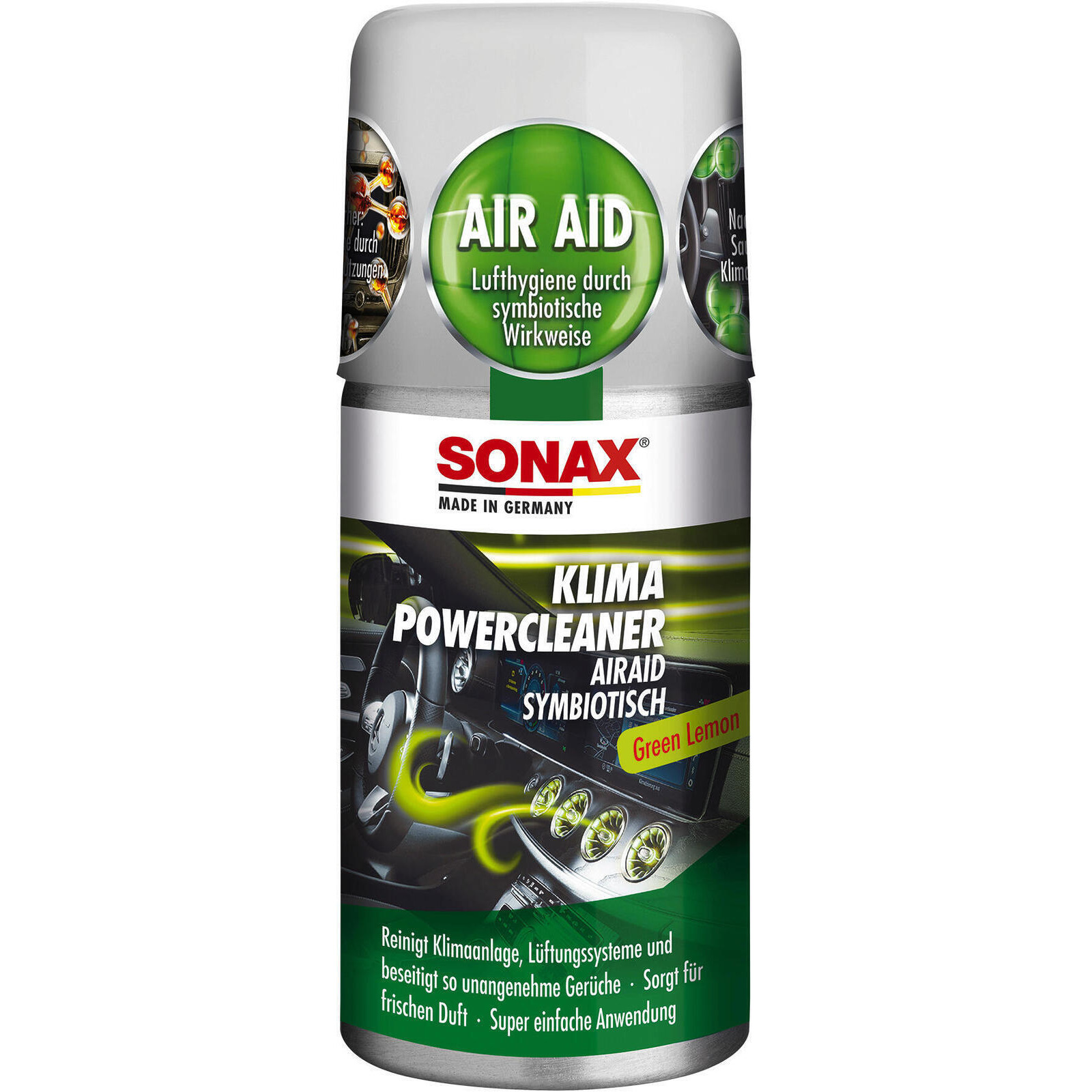 SONAX Air Conditioning Cleaner/-Disinfecter Car A/C cleaner anti-bacterial Green Lemon