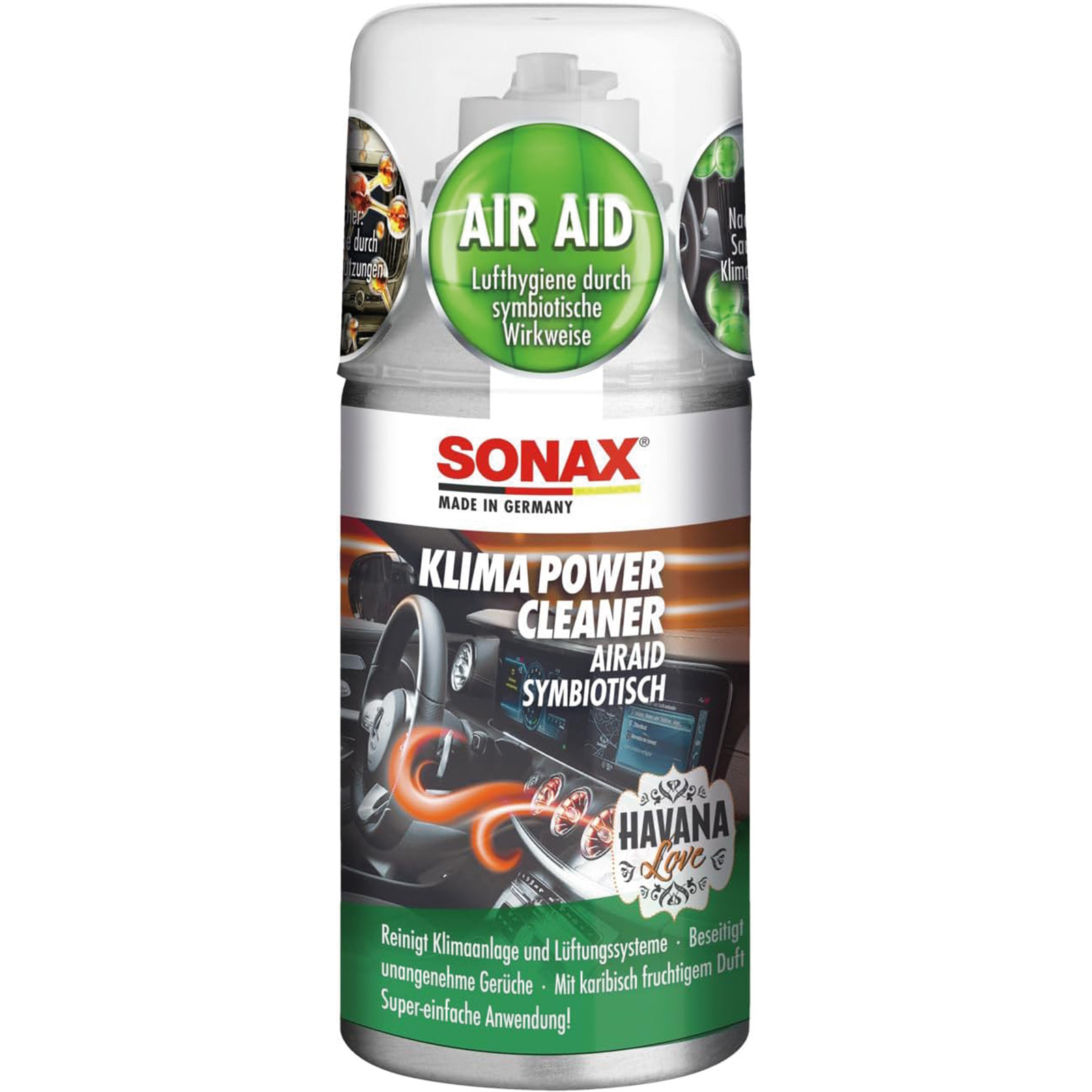 SONAX Air Conditioning Cleaner/-Disinfecter Car A/C cleaner AirAid symbiotic Havana Love