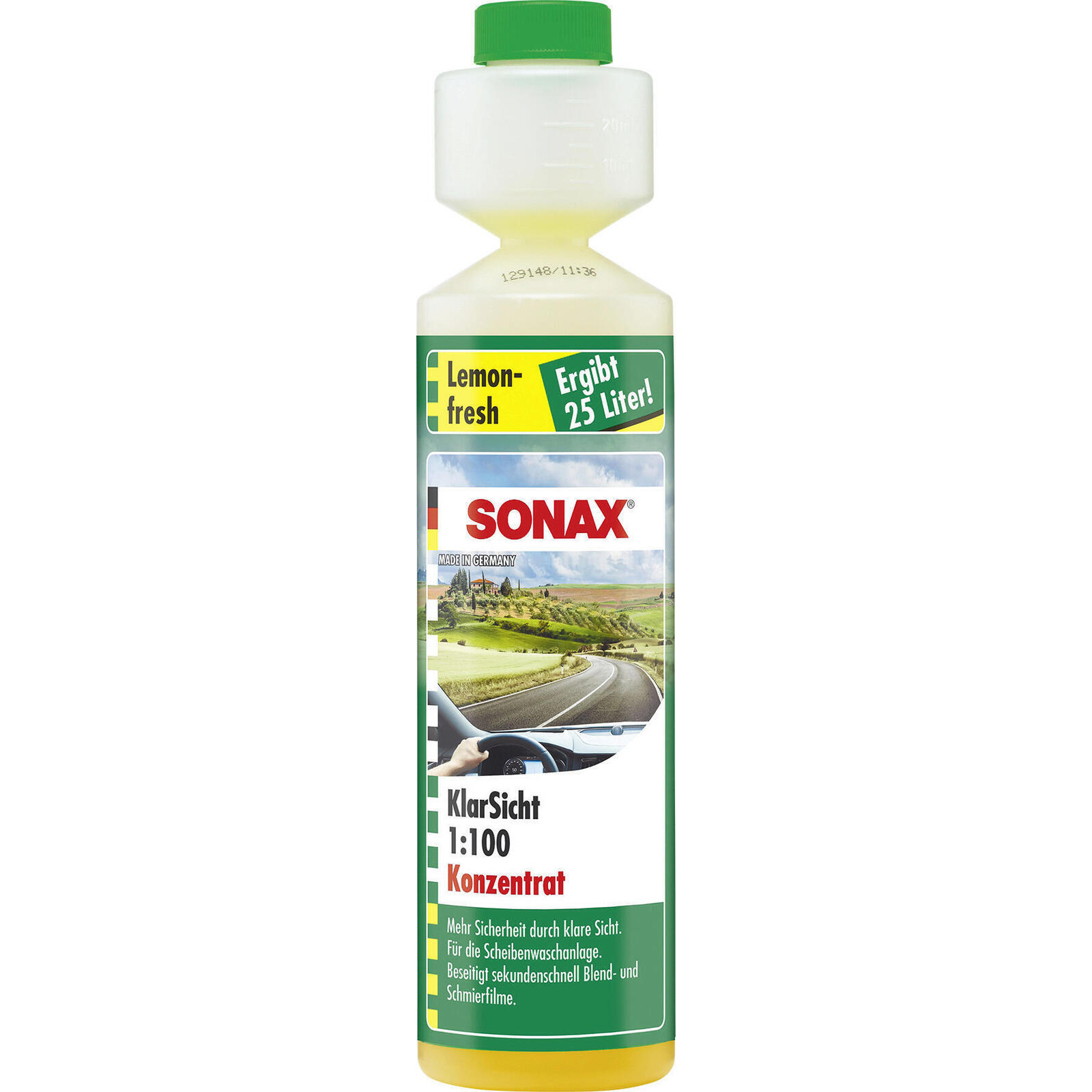 SONAX Reiniger, Scheibenreinigungsanlage KlarSicht 1:100 Konzentrat Lemon-fresh
