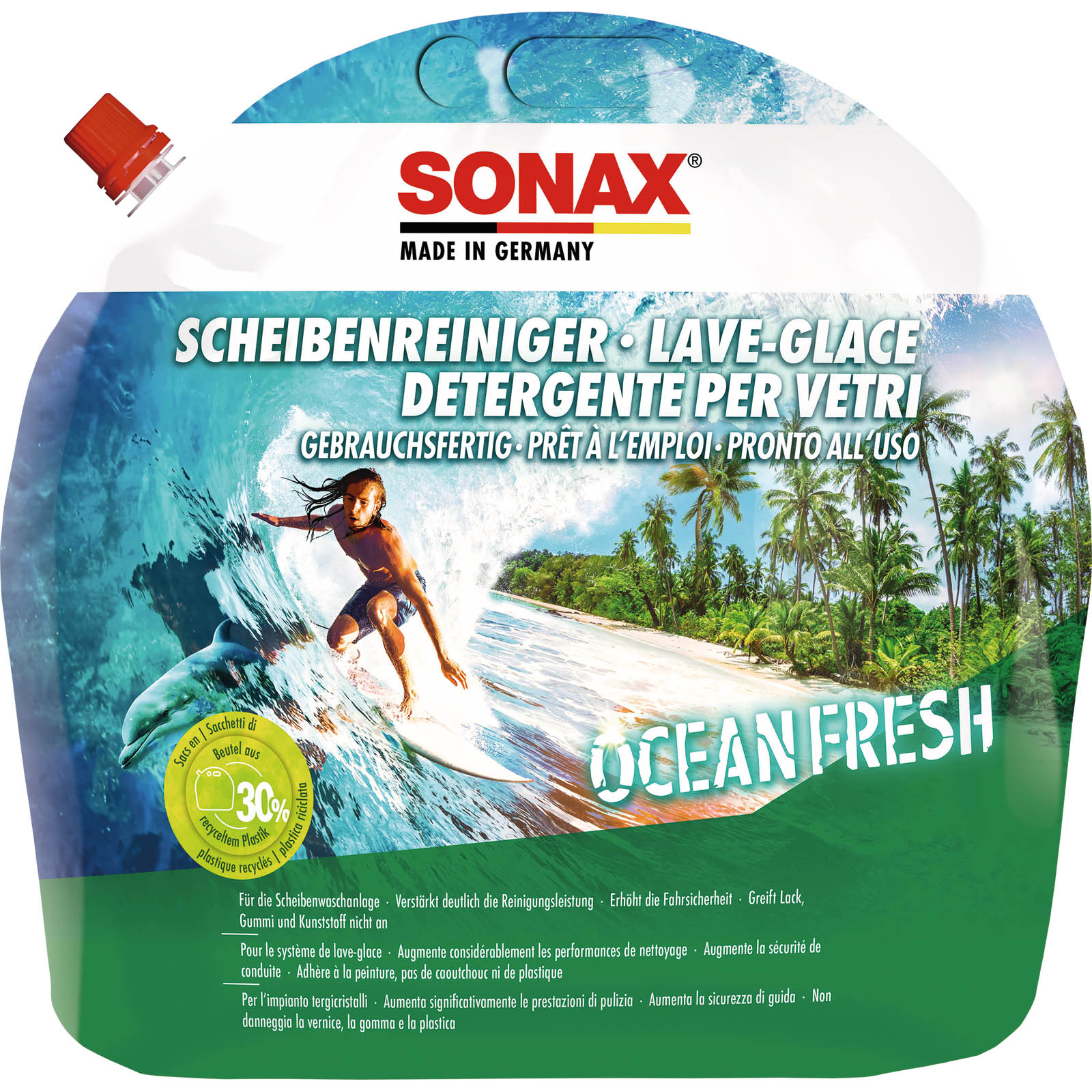 SONAX Cleaner, window cleaning system Windscreen Wash ready-to-use Ocean-fresh