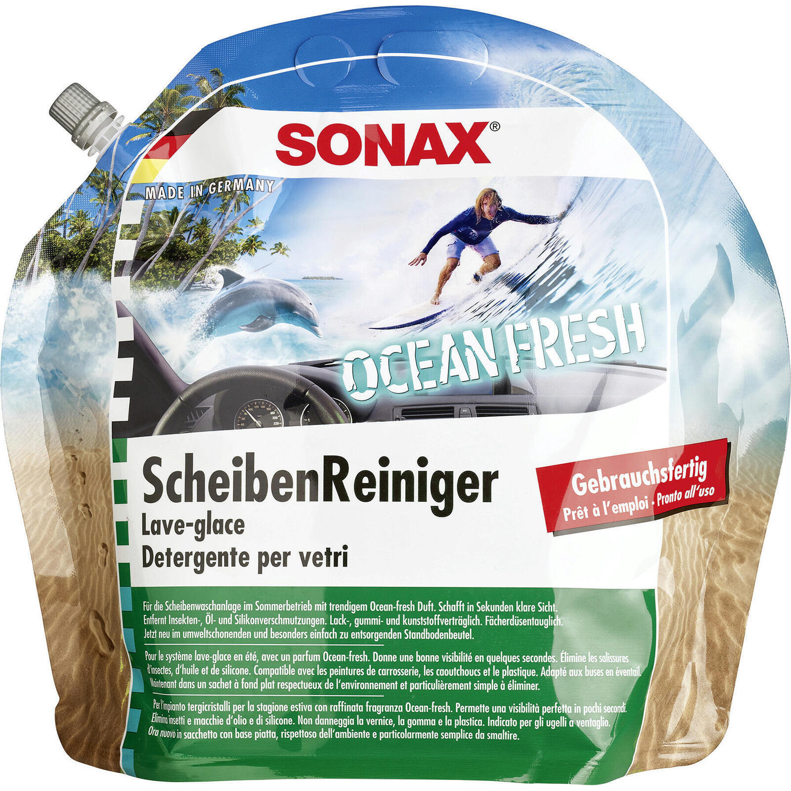 SONAX Cleaner, window cleaning system Windscreen Wash ready-to-use Ocean-fresh
