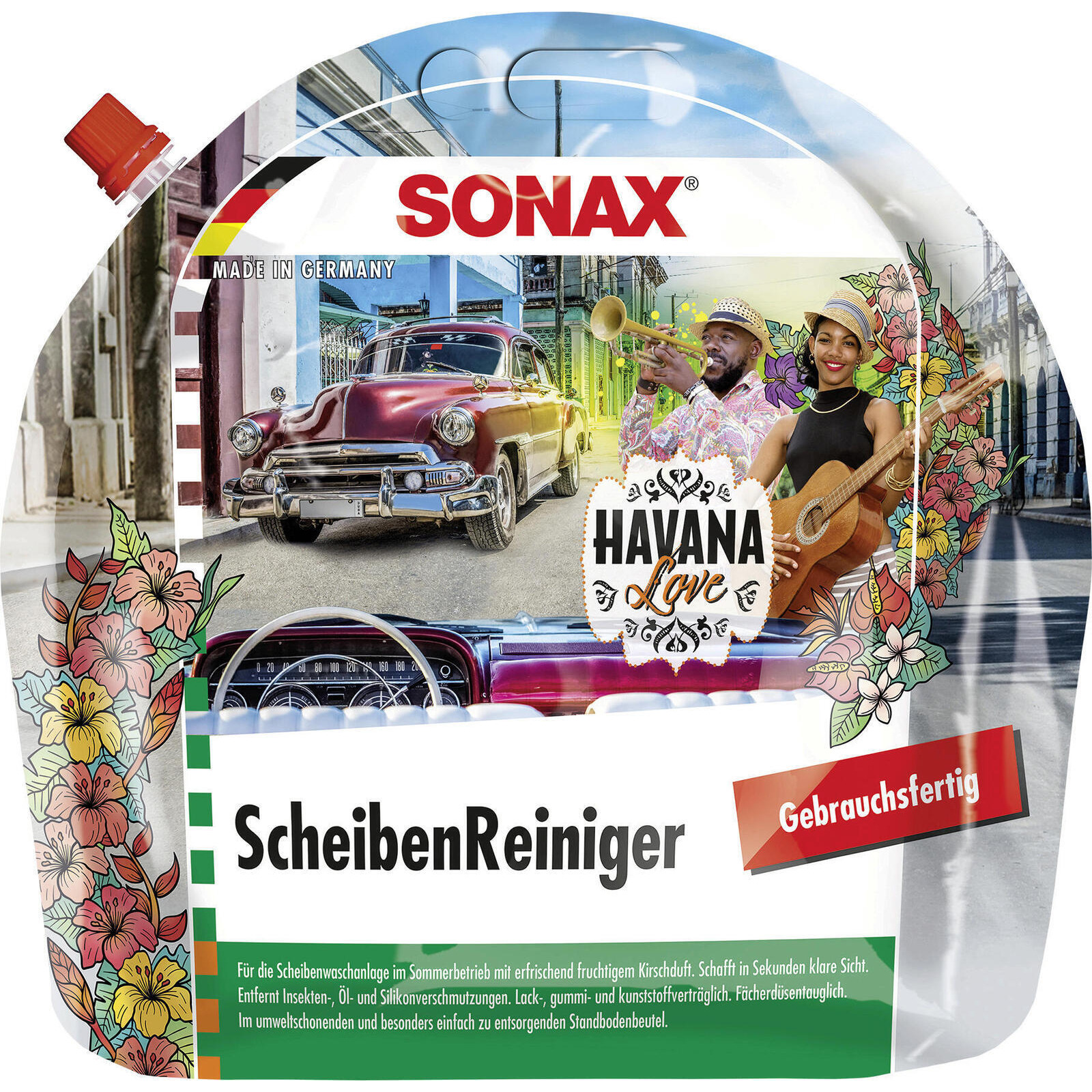 SONAX Cleaner, window cleaning system Windscreen Wash ready-to-use Havana Love