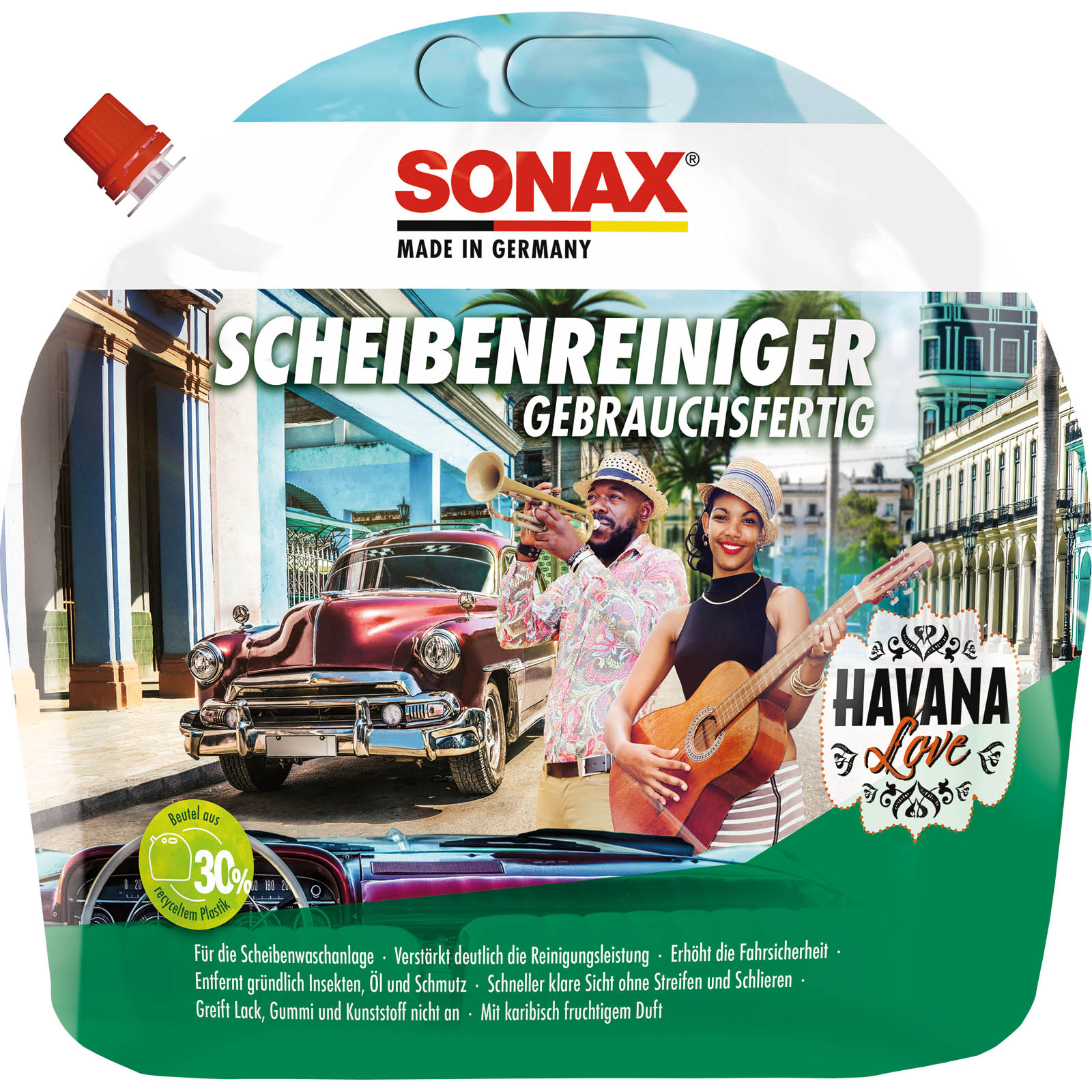 SONAX Cleaner, window cleaning system Windscreen Wash ready-to-use Havana Love
