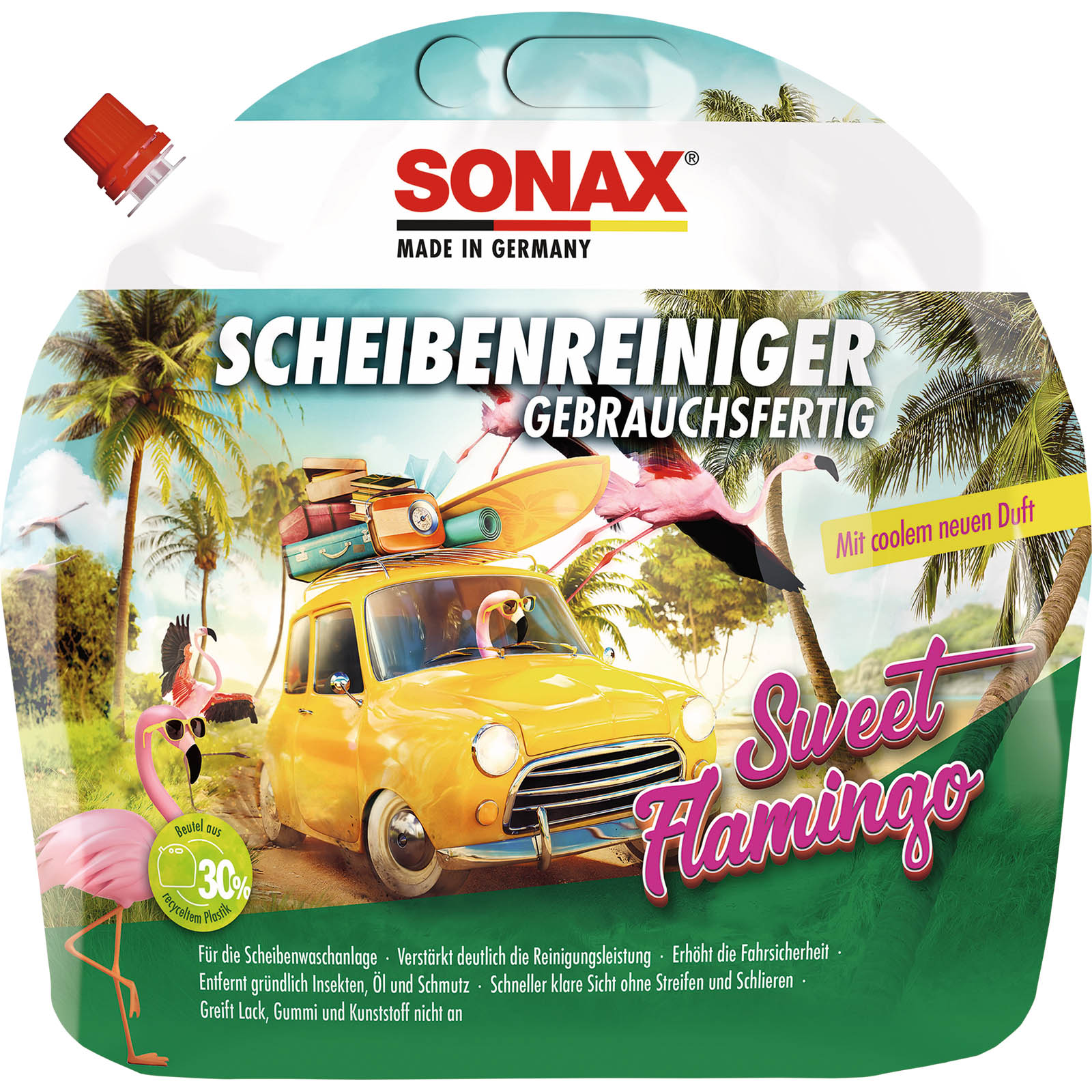 SONAX Cleaner, window cleaning system Windscreen Wash ready-to-use Sweet Flamingo