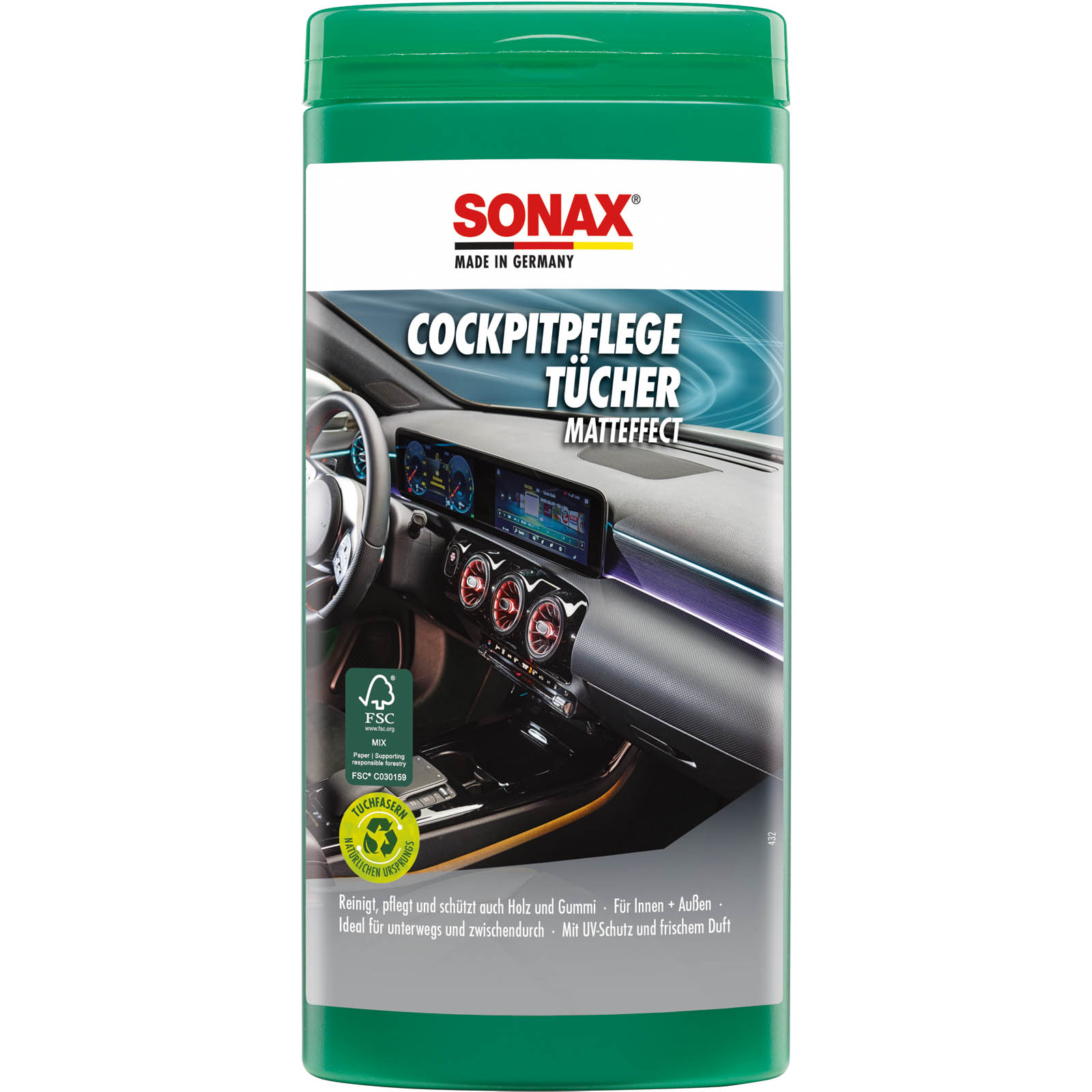 SONAX Reinigungstücher KunststoffPflegeTücher seidenmatt Box