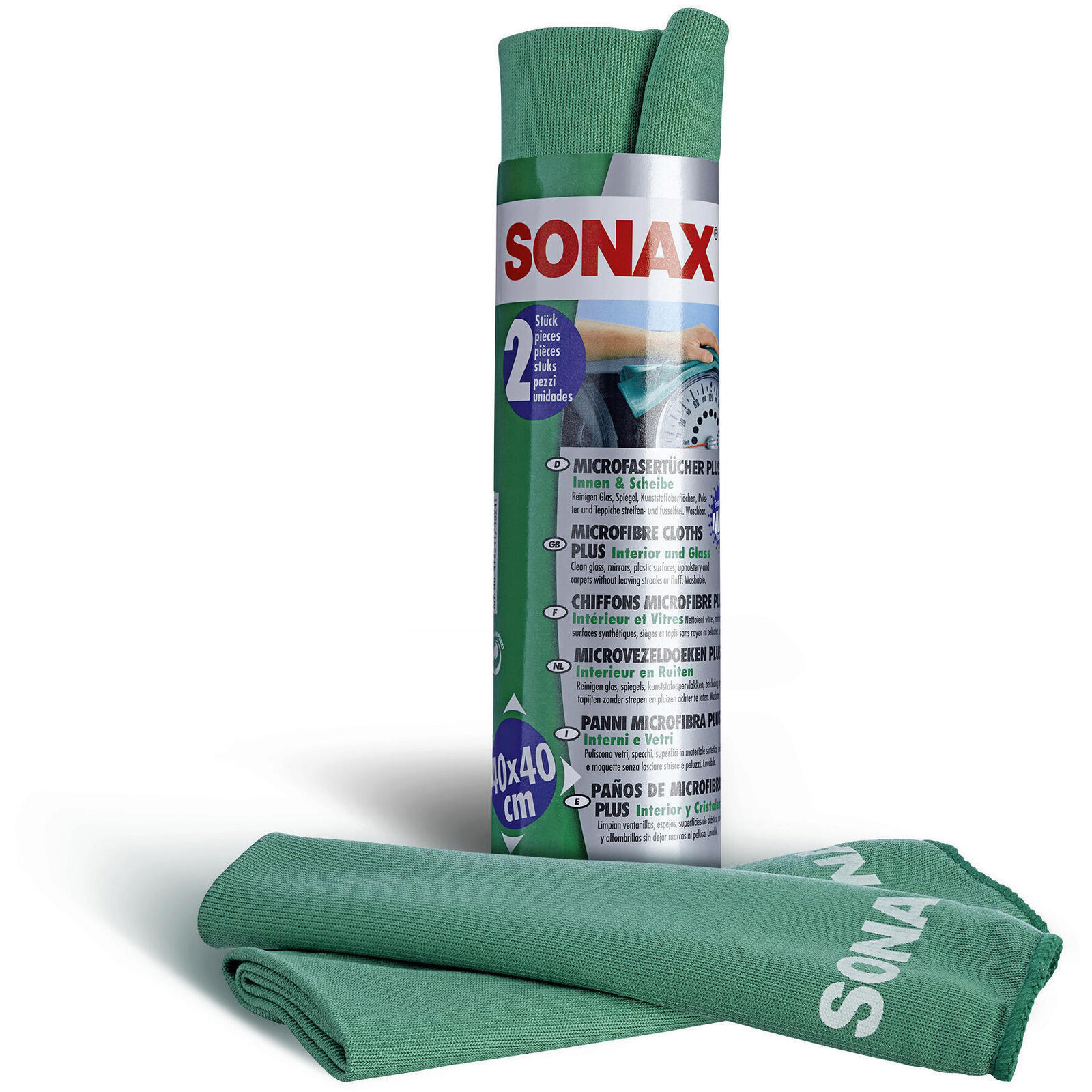SONAX Reinigungstücher MicrofaserTücher PLUS Innen & Scheibe (2 St.)