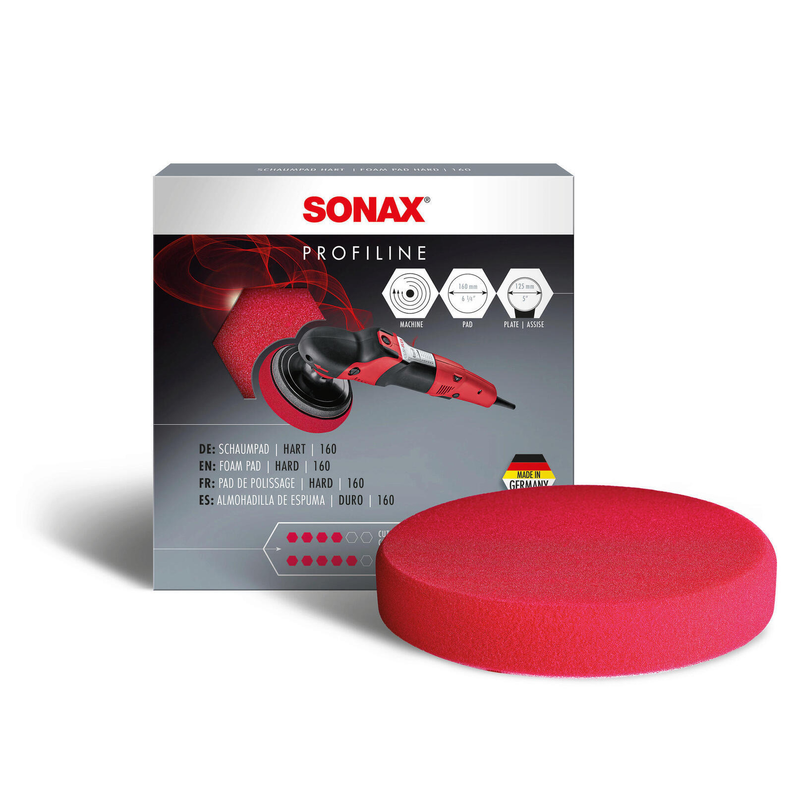 SONAX Aufsatz, Poliermaschine PolierSchwamm rot 160 (hart) - SchleifPad -
