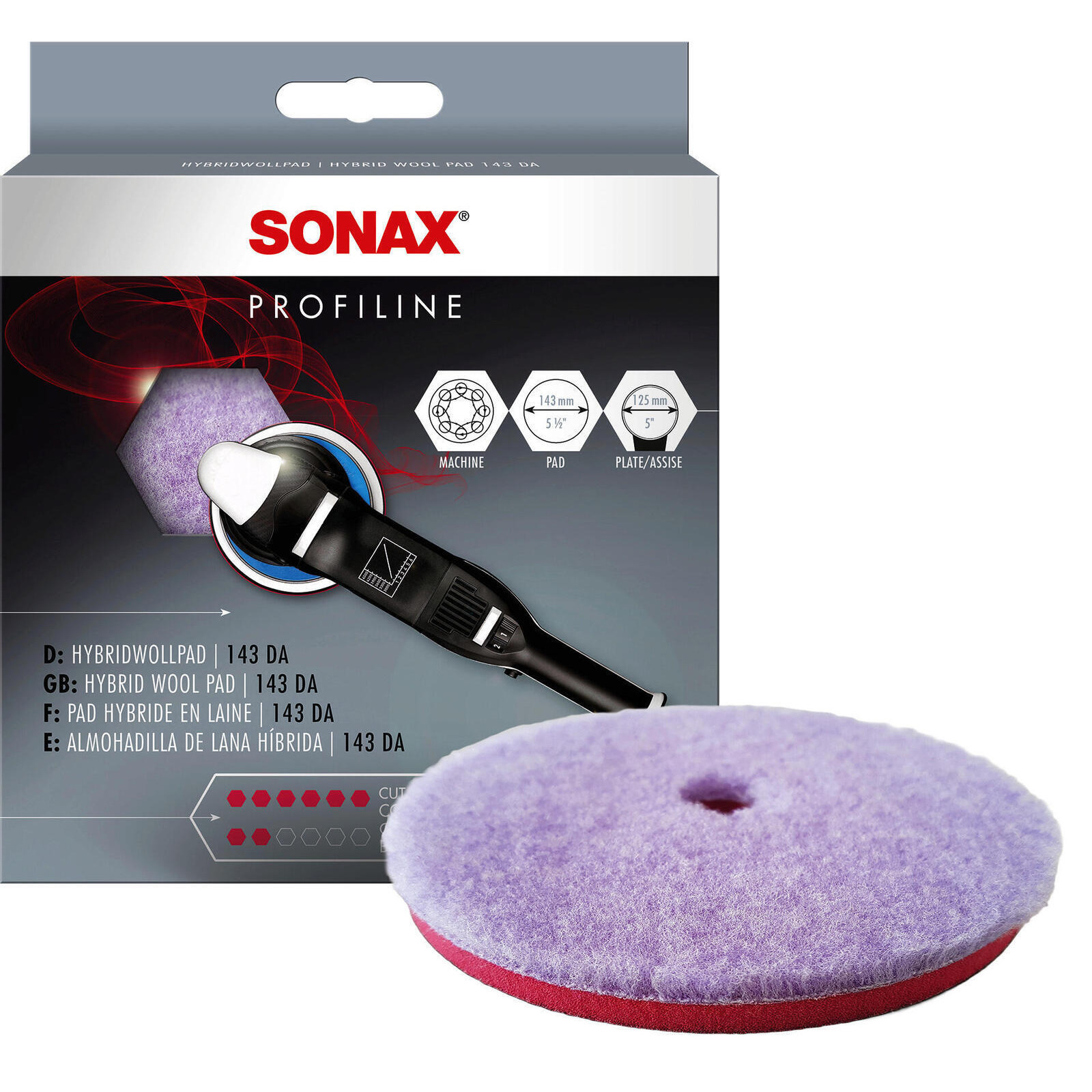 SONAX Attachment, polishing machine Hybrid Wool Pad 143 DA