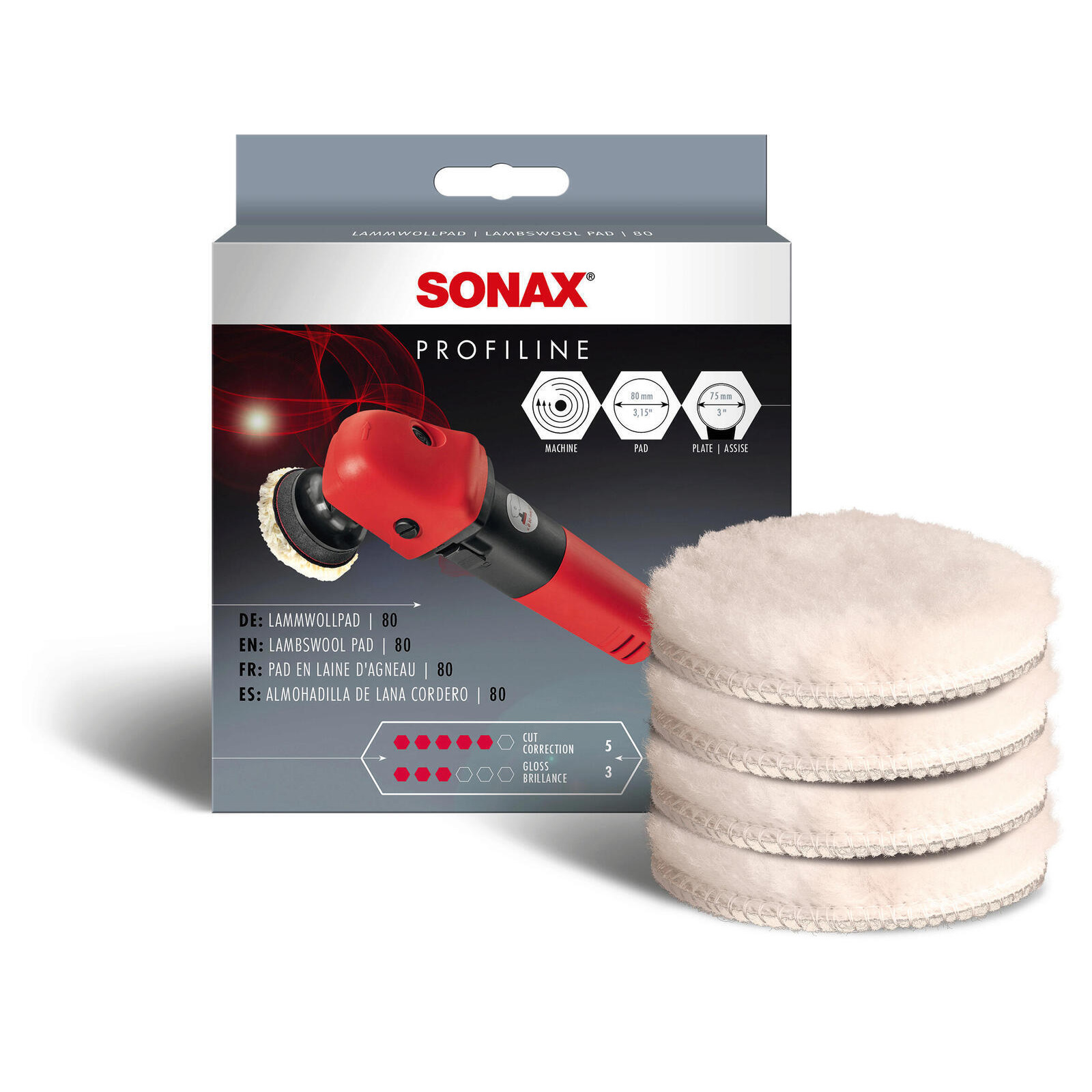 SONAX Attachment, polishing machine Lambswool pad 80