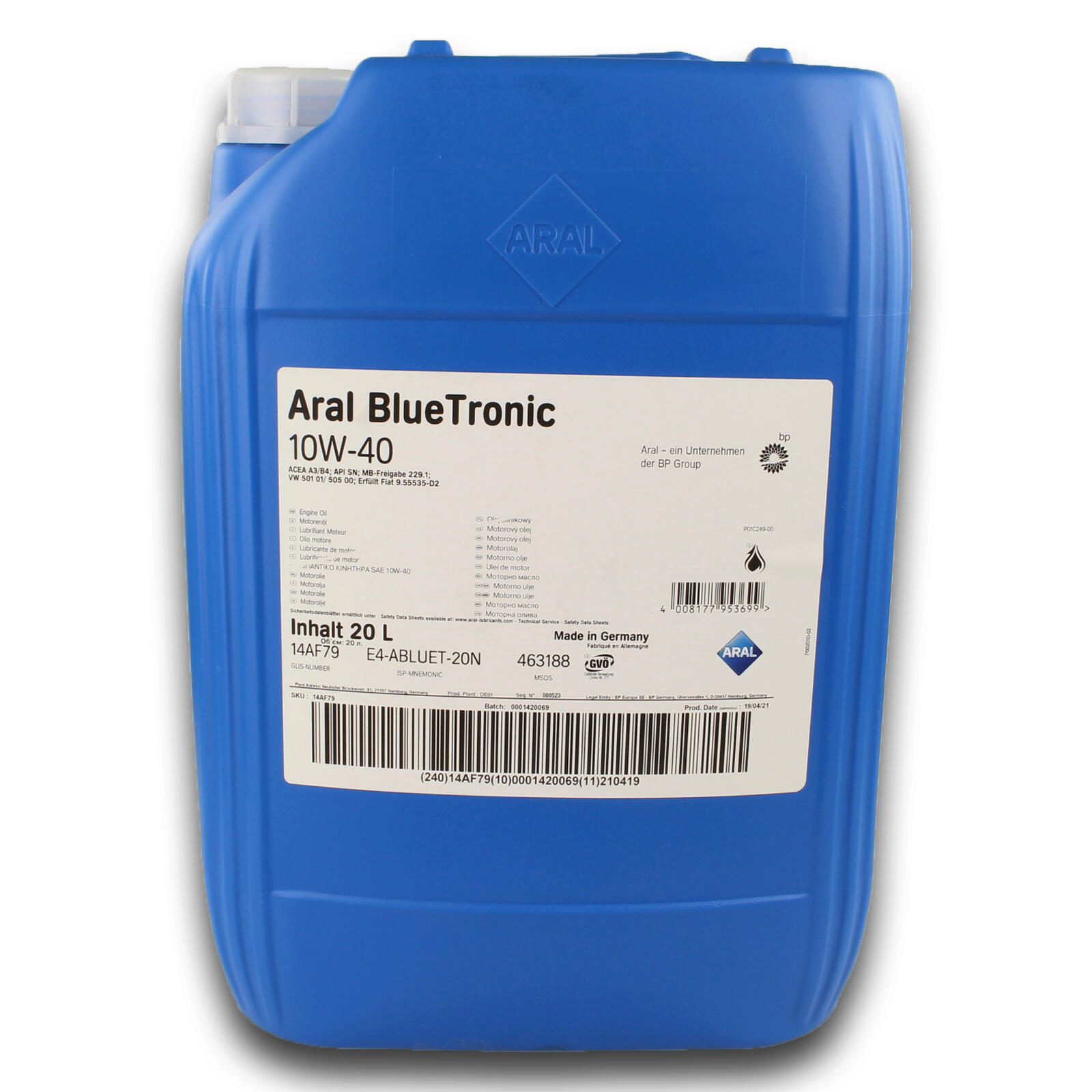 20L Aral BlueTronic Motoröl 10W-40