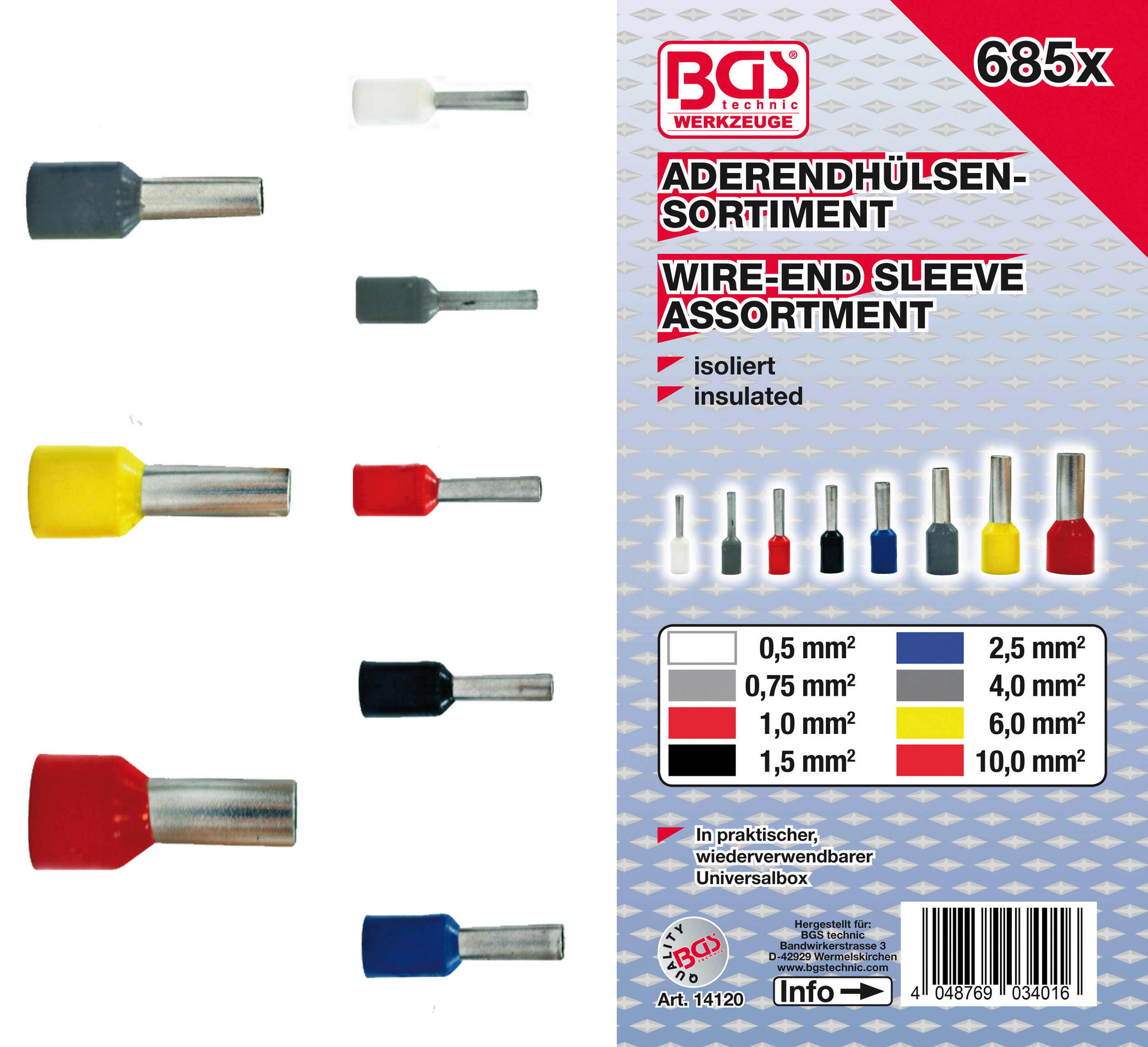 Aderendhülsen-Sortiment | isoliert | 685-tlg.