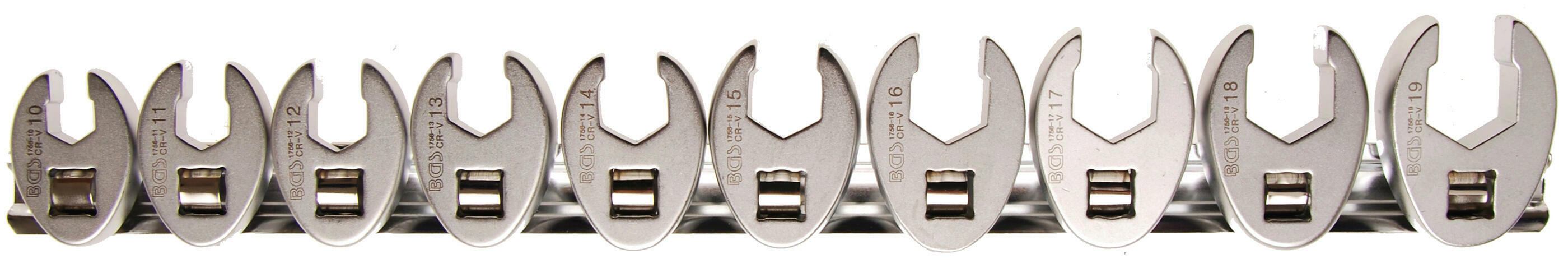 Hahnenfußschlüssel-Satz | Antrieb Innenvierkant 10 mm (3/8") | SW 10 - 19 mm | 10-tlg.