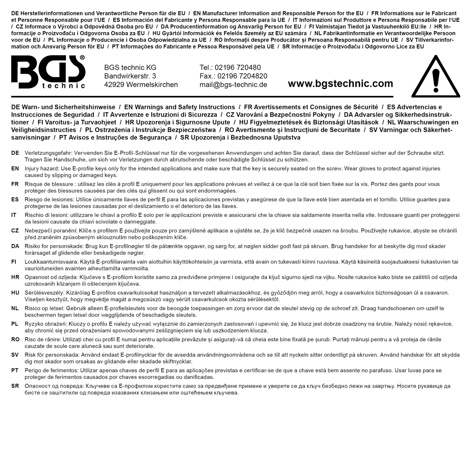 Doppel-Ringschlüssel-Satz mit E-Profil-Ringköpfen | SW E6 x E8 - E20 x E24 | 6-tlg.