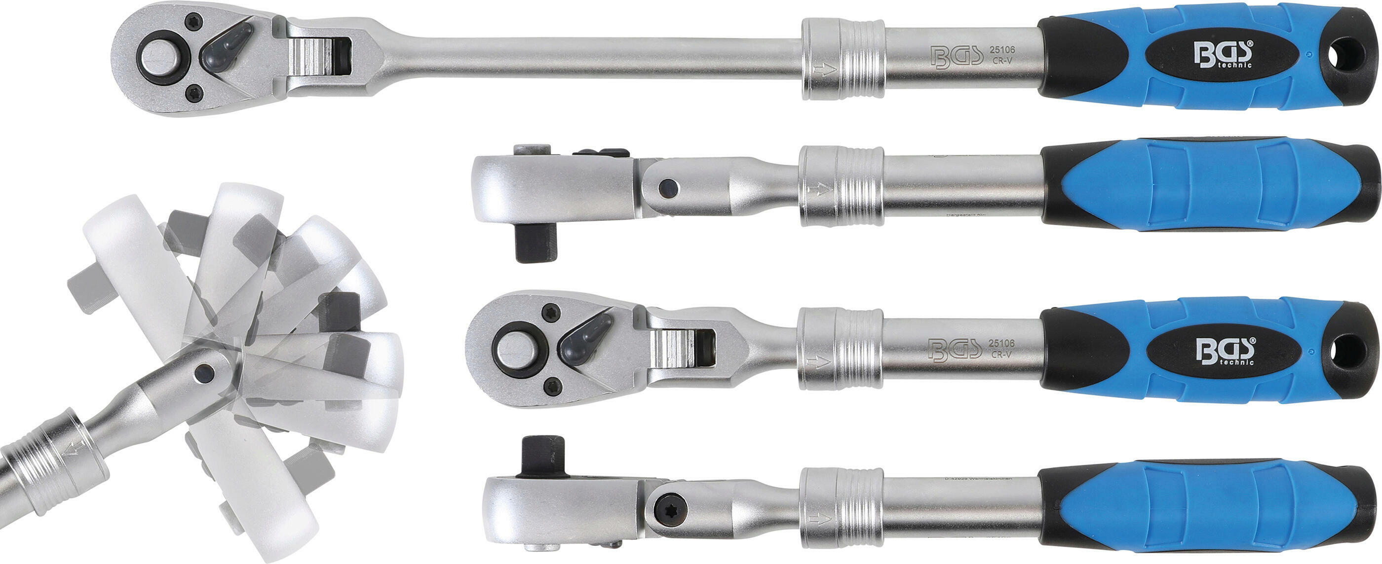 Umschaltknarre, ausziehbar, abwinkelbar | Abtrieb Außenvierkant 10 mm (...