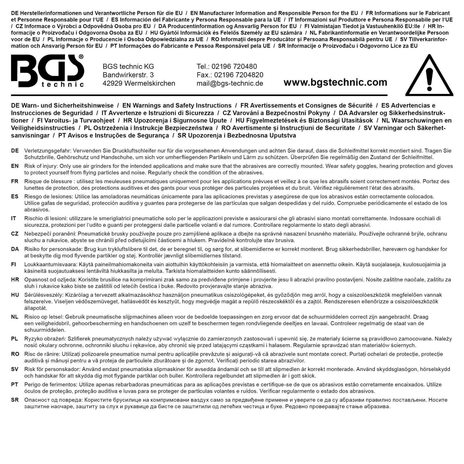 BGS Angle Grinder (compressed air)