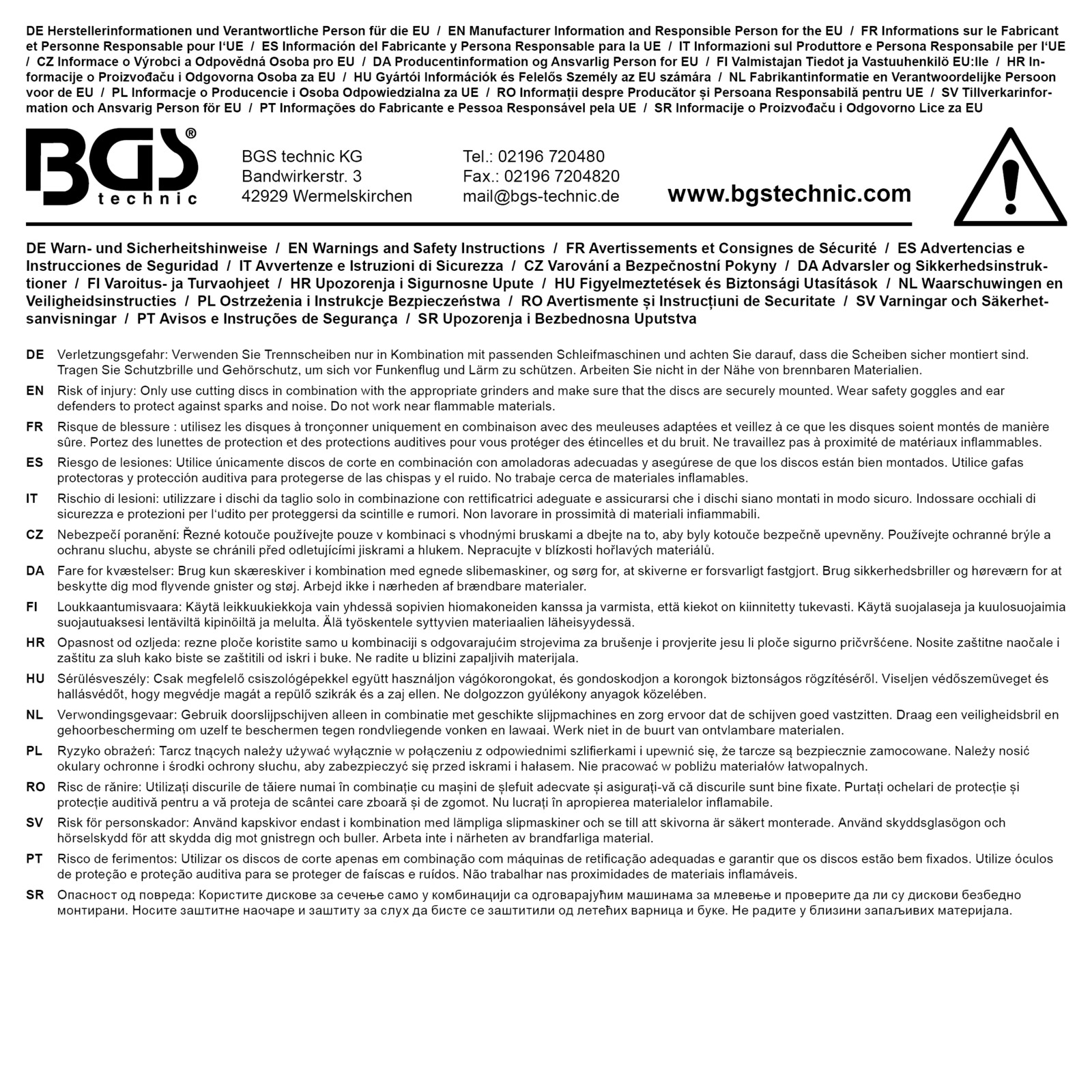 BGS Cutting Disc, angle grinder
