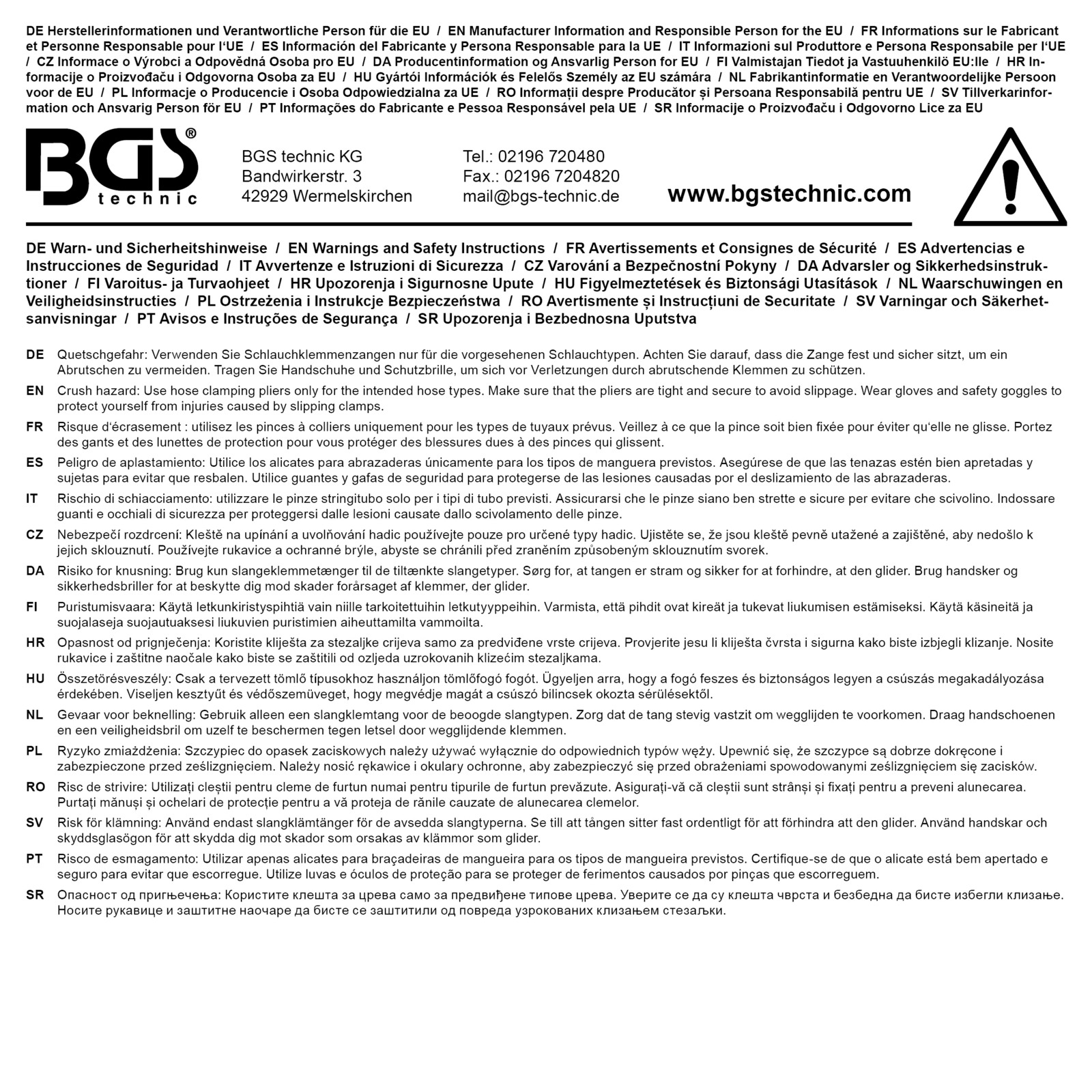 BGS Pliers, hose clamp