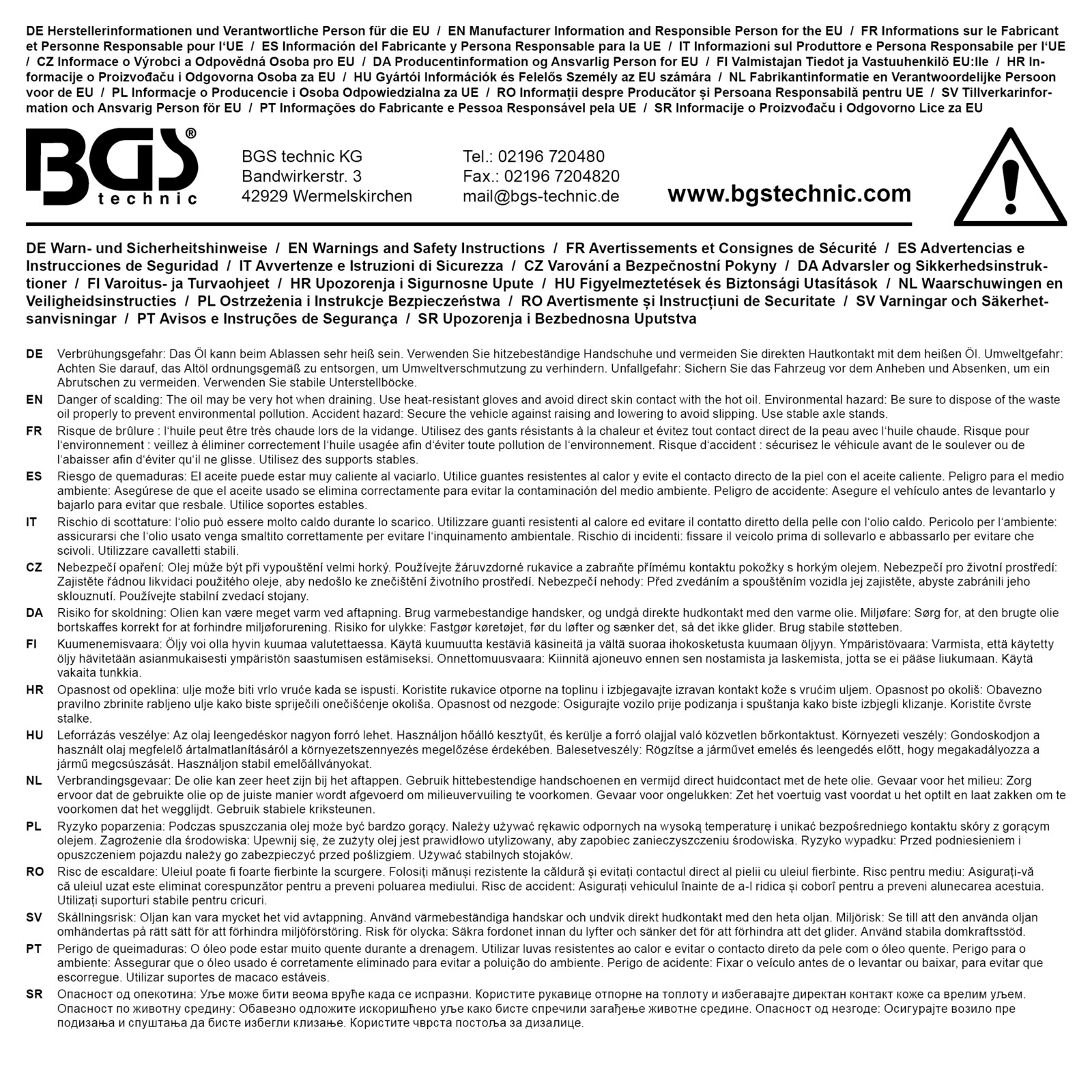 BGS Steckschlüsseleinsatz, Ölablassschraube