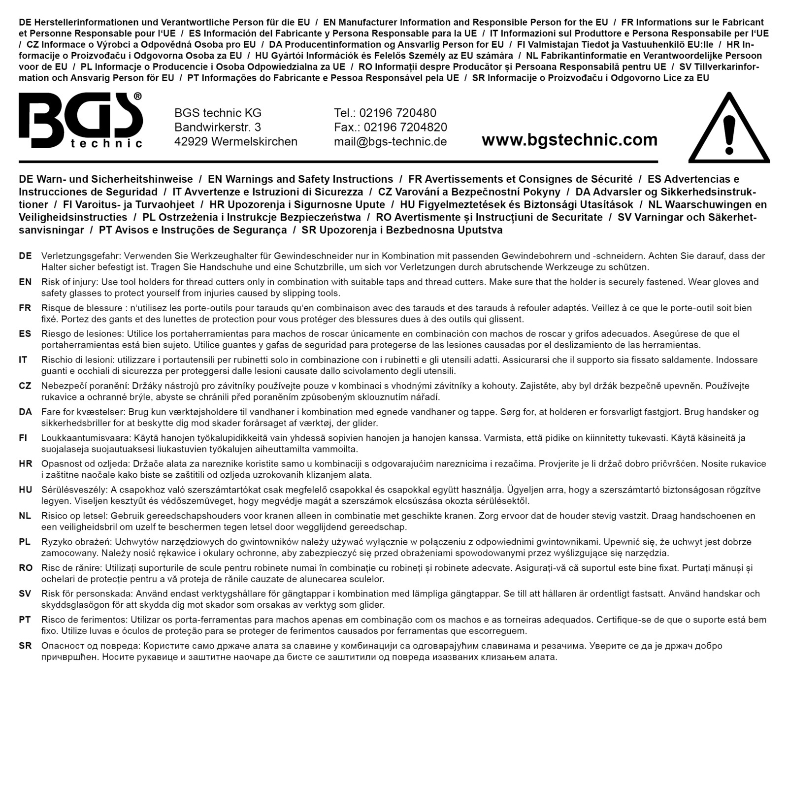 BGS Schneideisenhalter