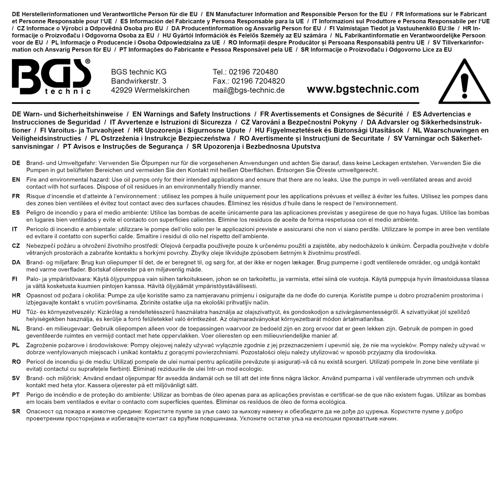 BGS Füll-/Entnahmepumpe, Universal