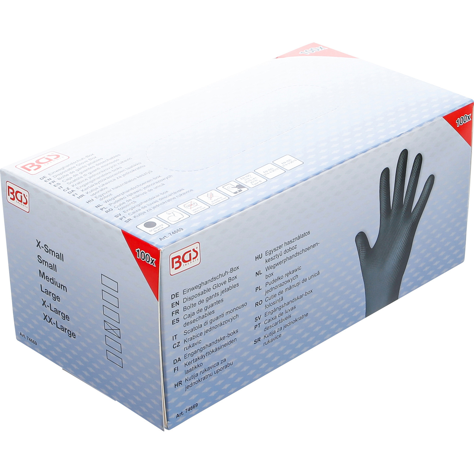 BGS-74669 Einweghandschuh-Box Nitril mit extra Griffigkeit Gr. L 100 St.