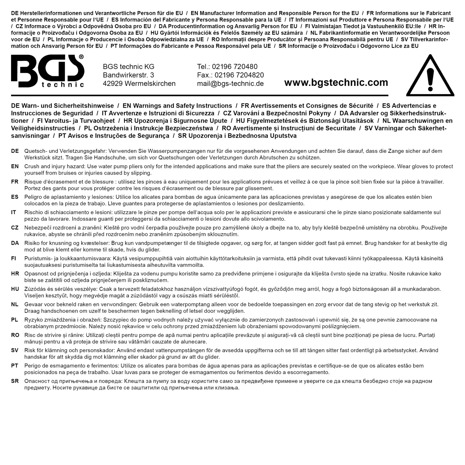 BGS Pipe Wrench/Water Pump Pliers