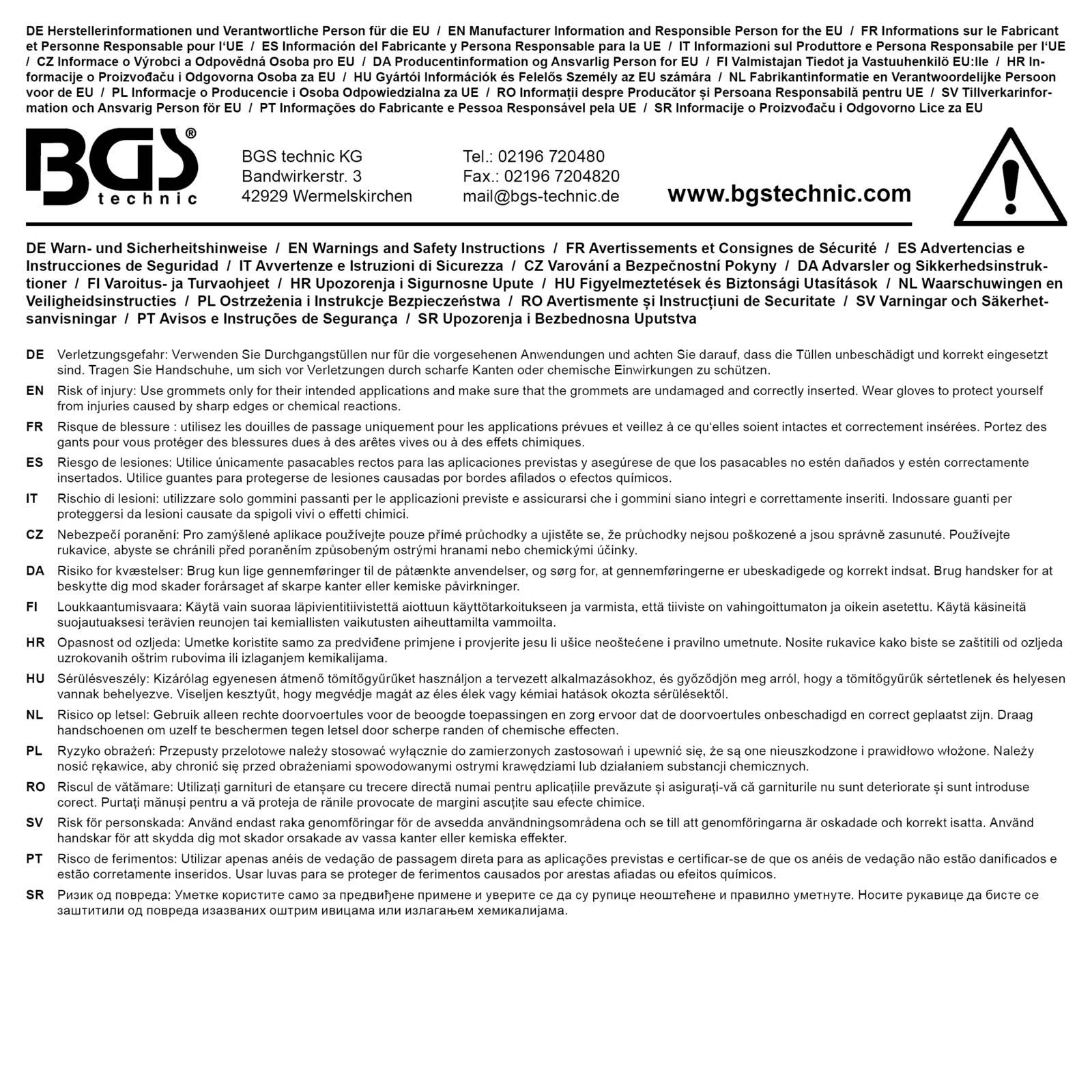 BGS Assortment, cable entry grommets