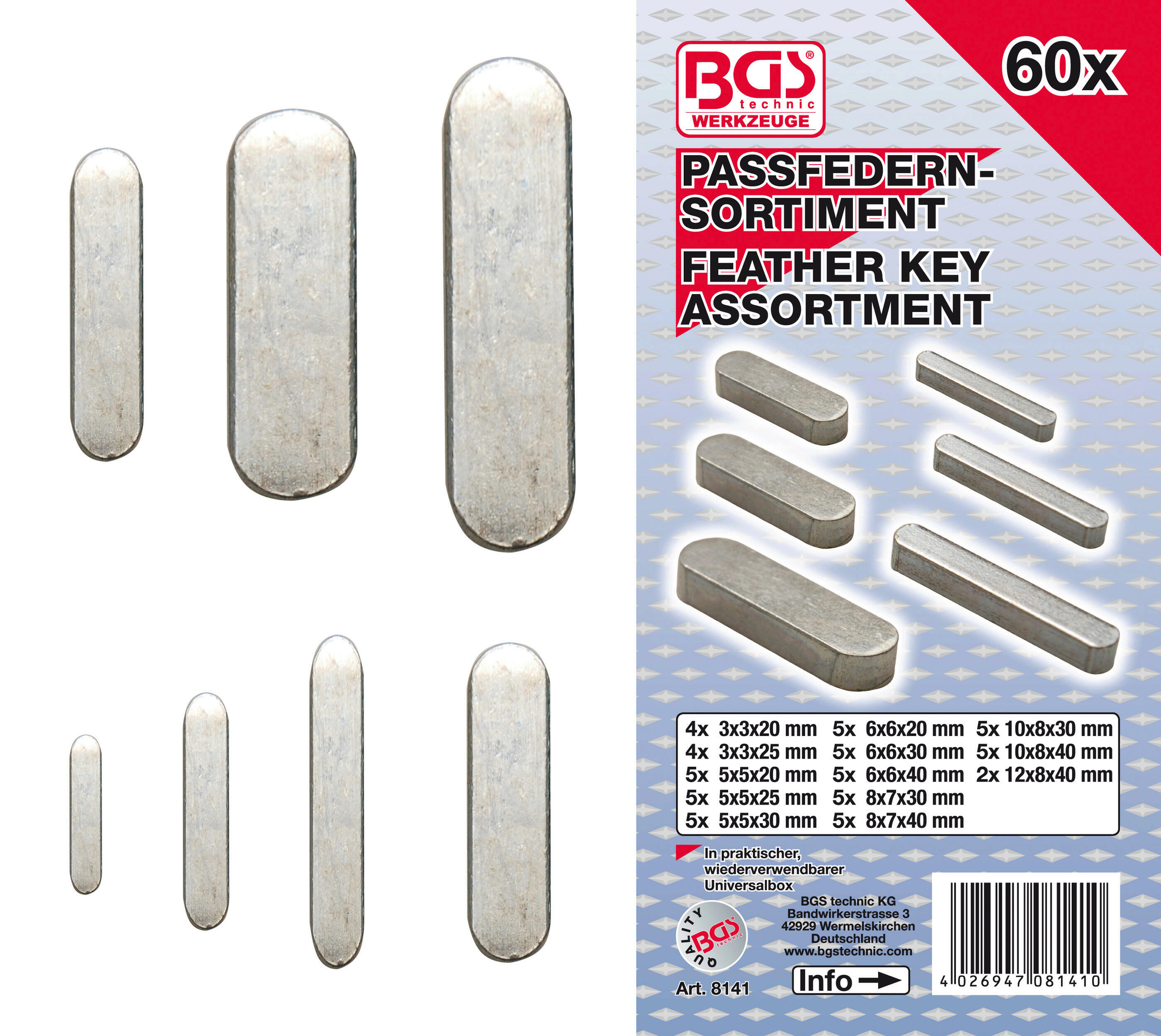 Passfedern-Sortiment | 60-tlg.