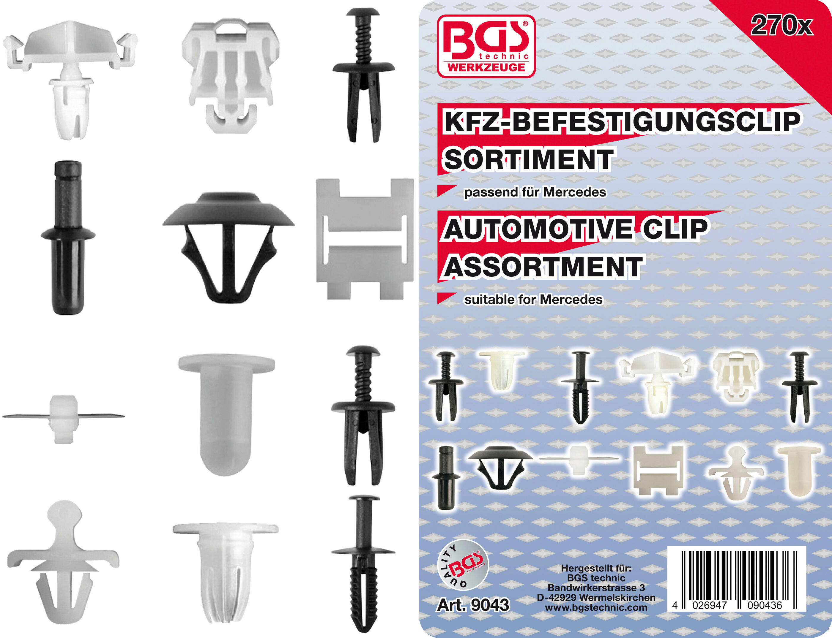 Kfz-Befestigungsclip-Sortiment für Mercedes-Benz | 270-tlg.