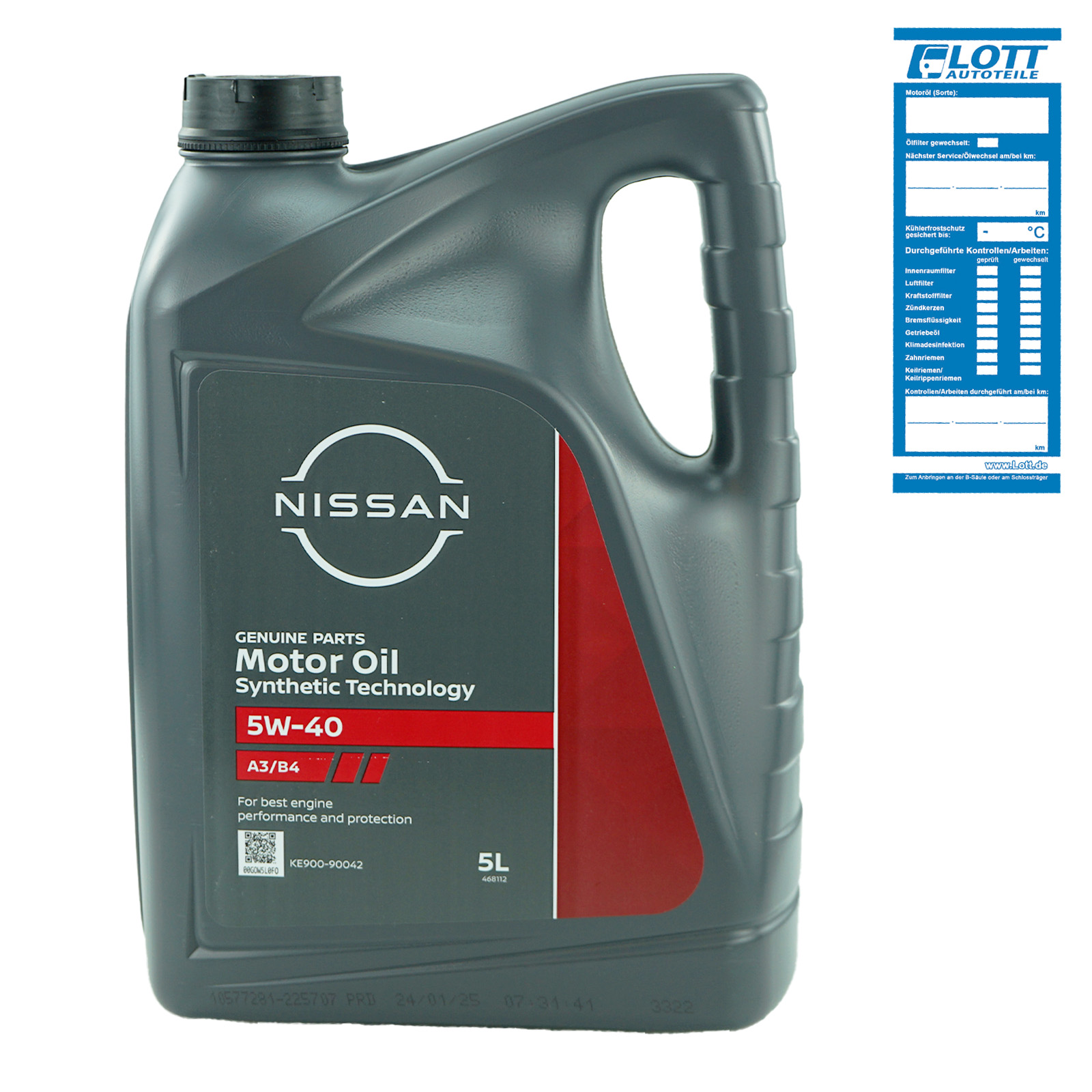 5L Original Nissan Motoröl Motor-Oil 5W-40 ACEA A3/B4 API SN/CF KE900-90...