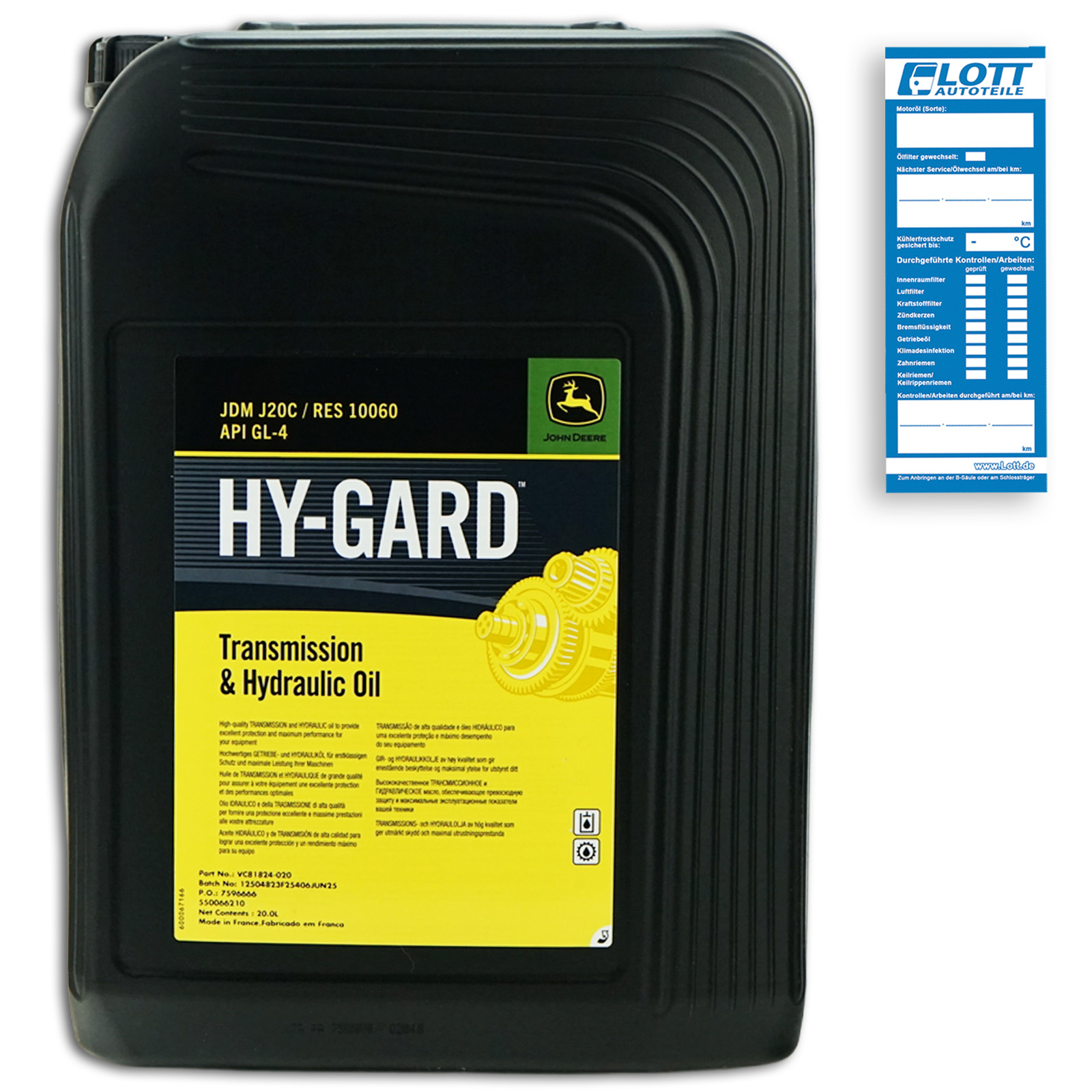 20L Original John Deere Hy-Gard UTTO Getriebe- & Hydrauliköl JDM J20...