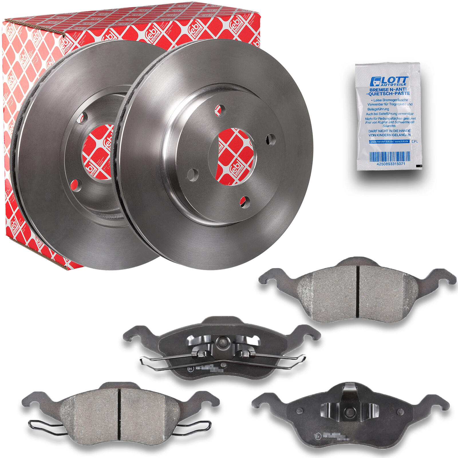 2x FEBI Bremsscheibe Ø258mm + Beläge vorne passend für Ford ...