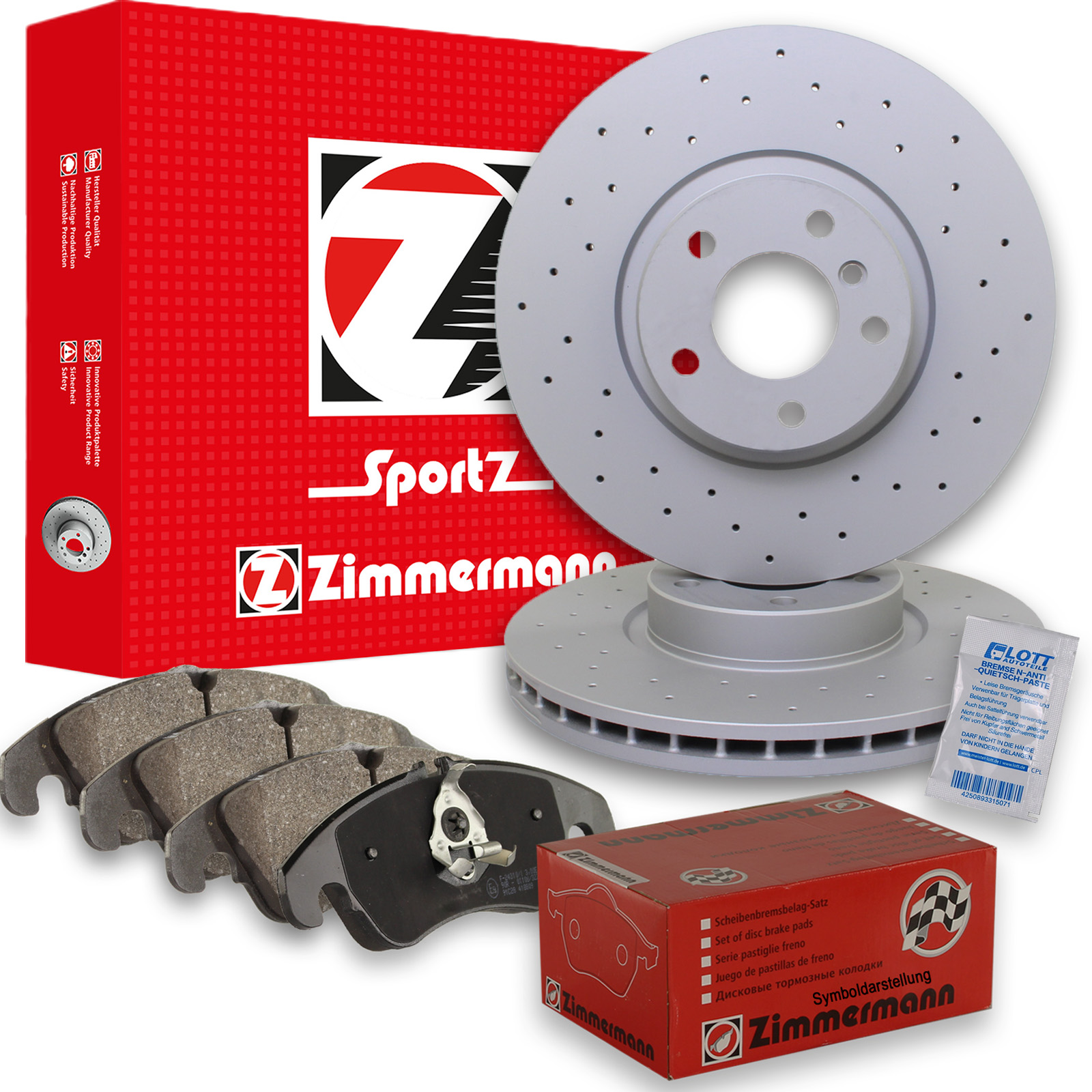 ZIMMERMANN Sport Bremsscheiben Ø348mm + Beläge vorne passend f&uu...