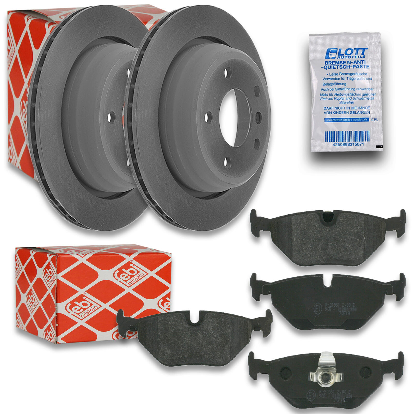 2x FEBI Bremsscheibe Ø298mm + Belage hinten passend für u.a. BMW ...