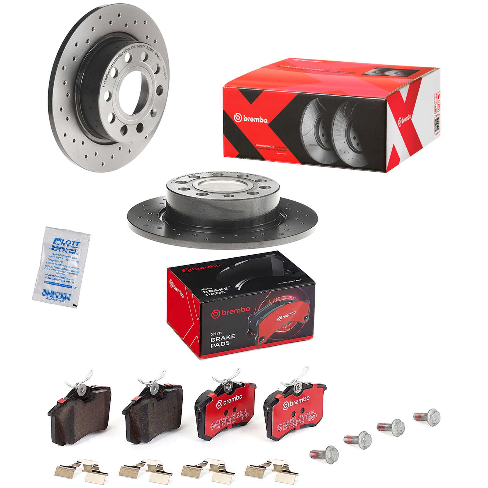 Brembo Sport Bremsscheiben 253mm + Beläge hinten passend für VW Golf 5 6 Audi A3