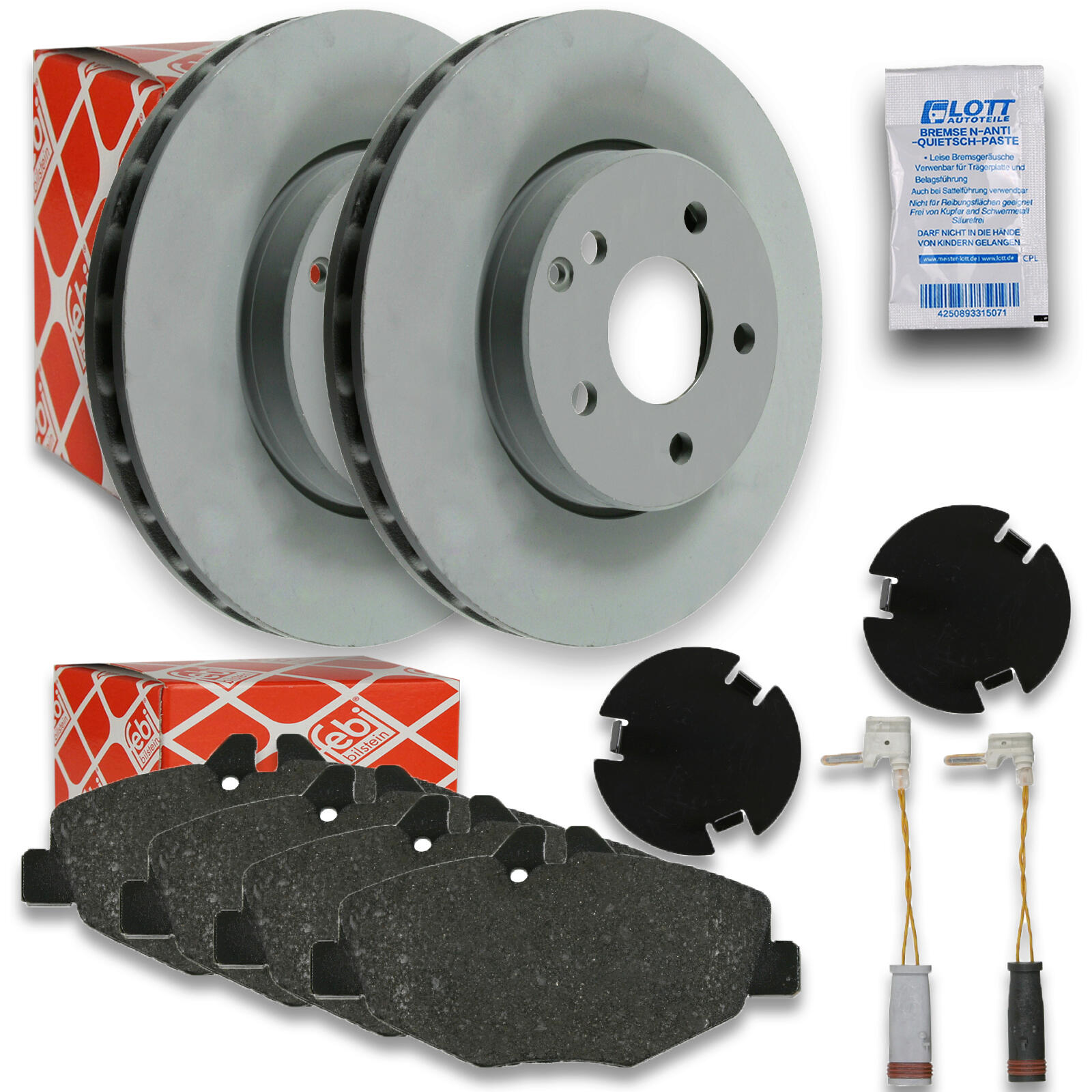 2x FEBI Bremsscheibe Ø295mm + Beläge vorne passend für Merce...