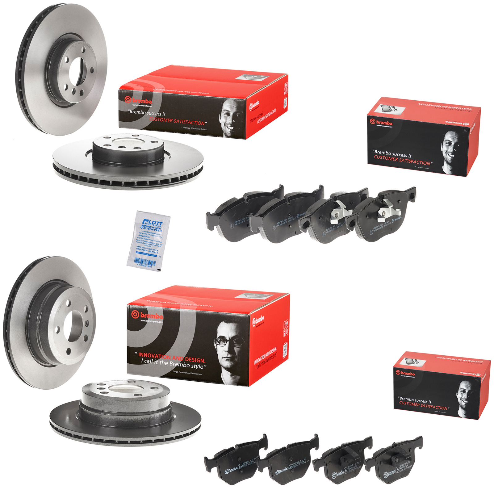 4x Brembo Bremsscheiben + Beläge Vorne + Hinten passend für BMW X5 ...