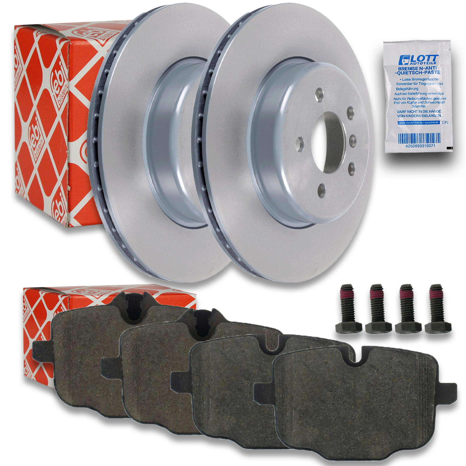 2x Febi Bremsscheiben Ø345mm + Beläge hinten passend für BMW 5 Touring (F10 F11)