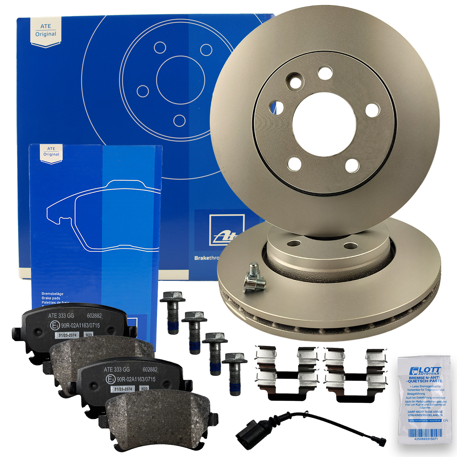 2x ATE Bremsscheibe Ø294mm + Beläge + WK hinten passend für VW Transporter T5 T6