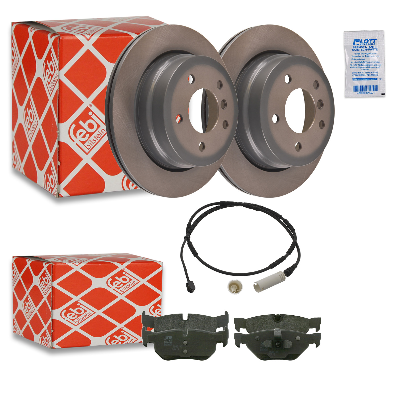 Febi Bremsscheiben Ø300mm + Beläge + Wako Hinten passend für BMW 1er Coupe E82