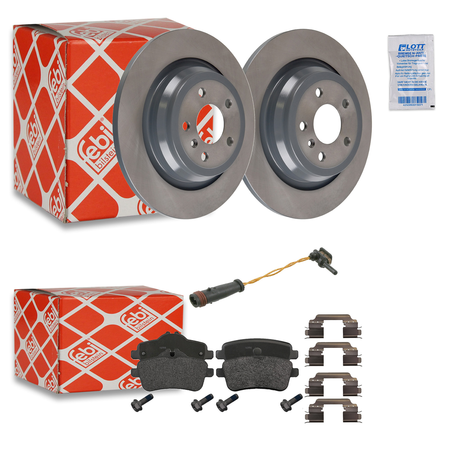 Febi Bremsscheiben Ø325mm + Beläge Hinten passend für Merced...