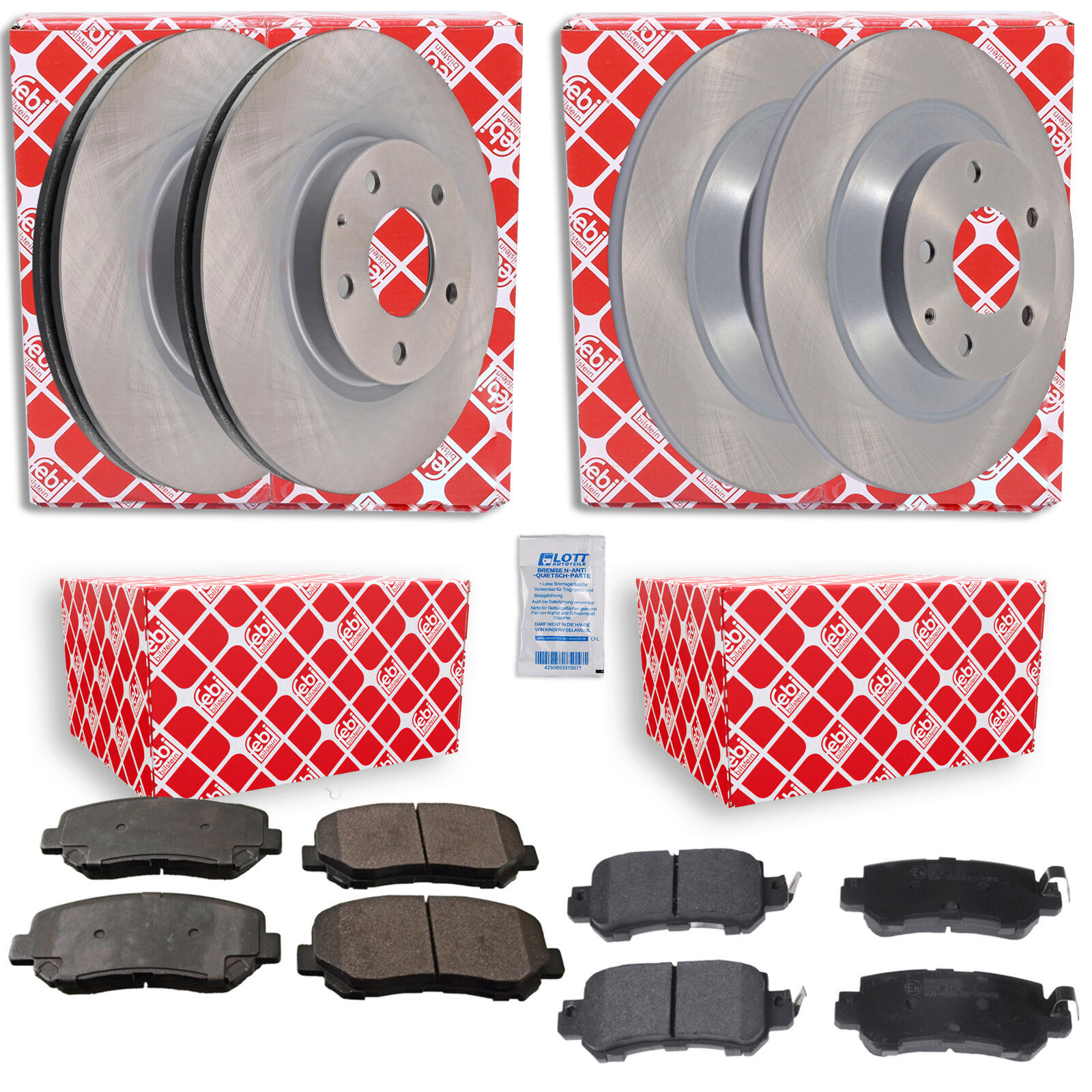 Febi Bremsscheiben + Bremsbeläge vorne + hinten passend für MAZDA C...