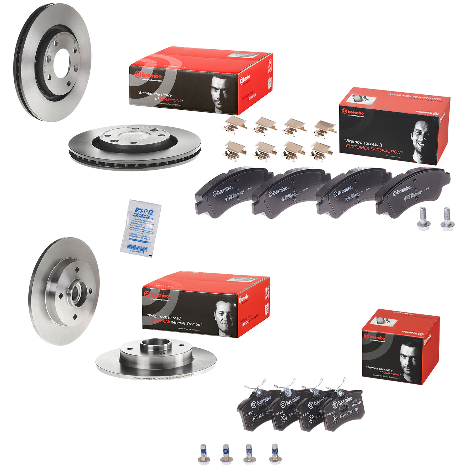 Brembo Bremsscheiben + Bremsbeläge Vorne + Hinten passend für Peuge...