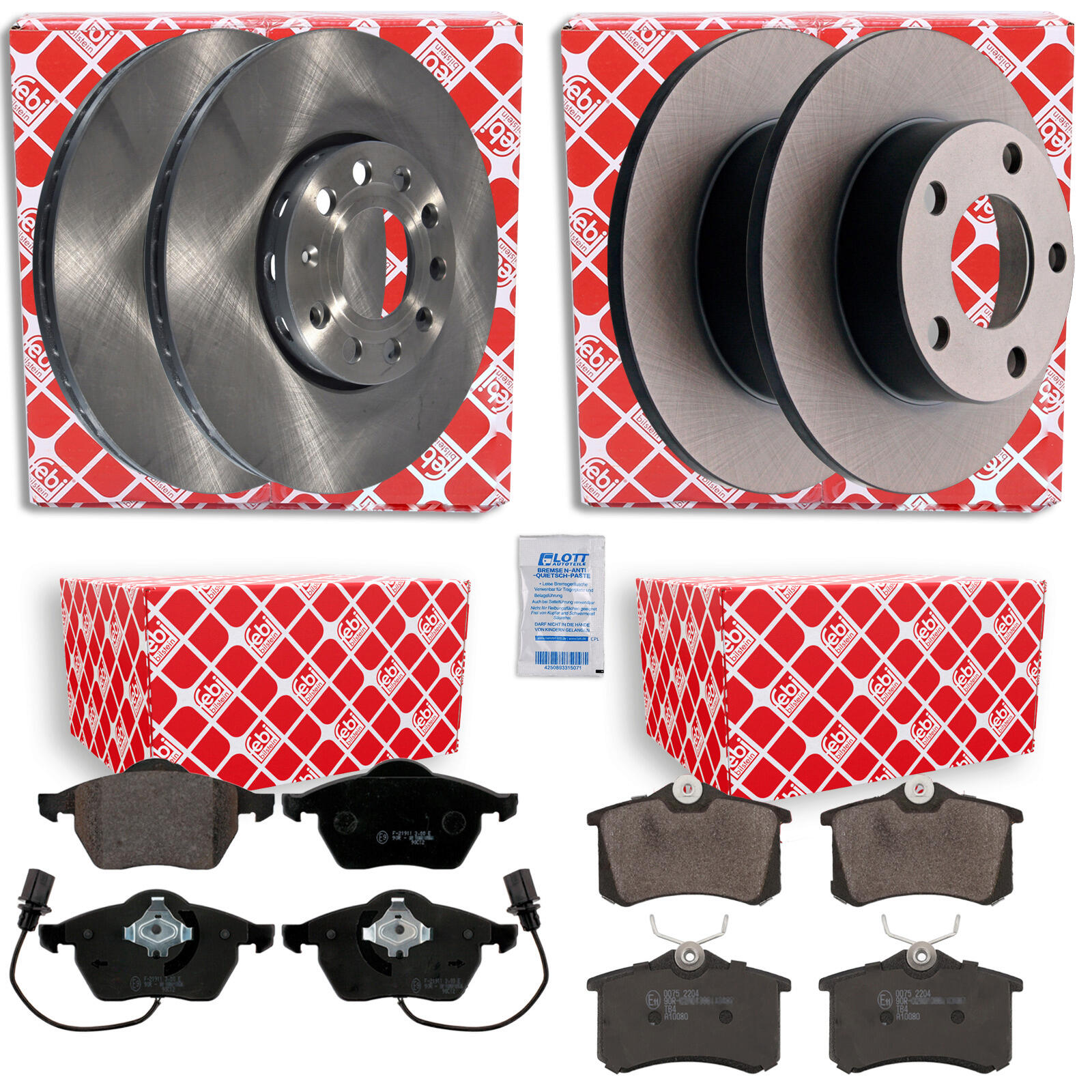 Febi Bremsscheiben + Beläge Vorne + Hinten passend für VW PASSAT B5.5 (3B6) 1.9